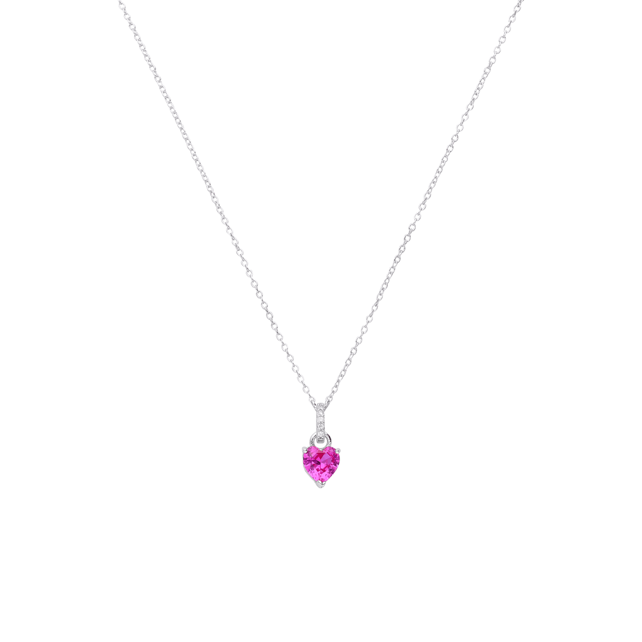 Zilveren ketting met hanger hart met zirkonia voor dames