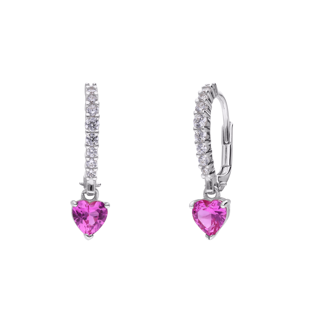 Silberne Herz-Ohrringe mit Zirkonia für Damen