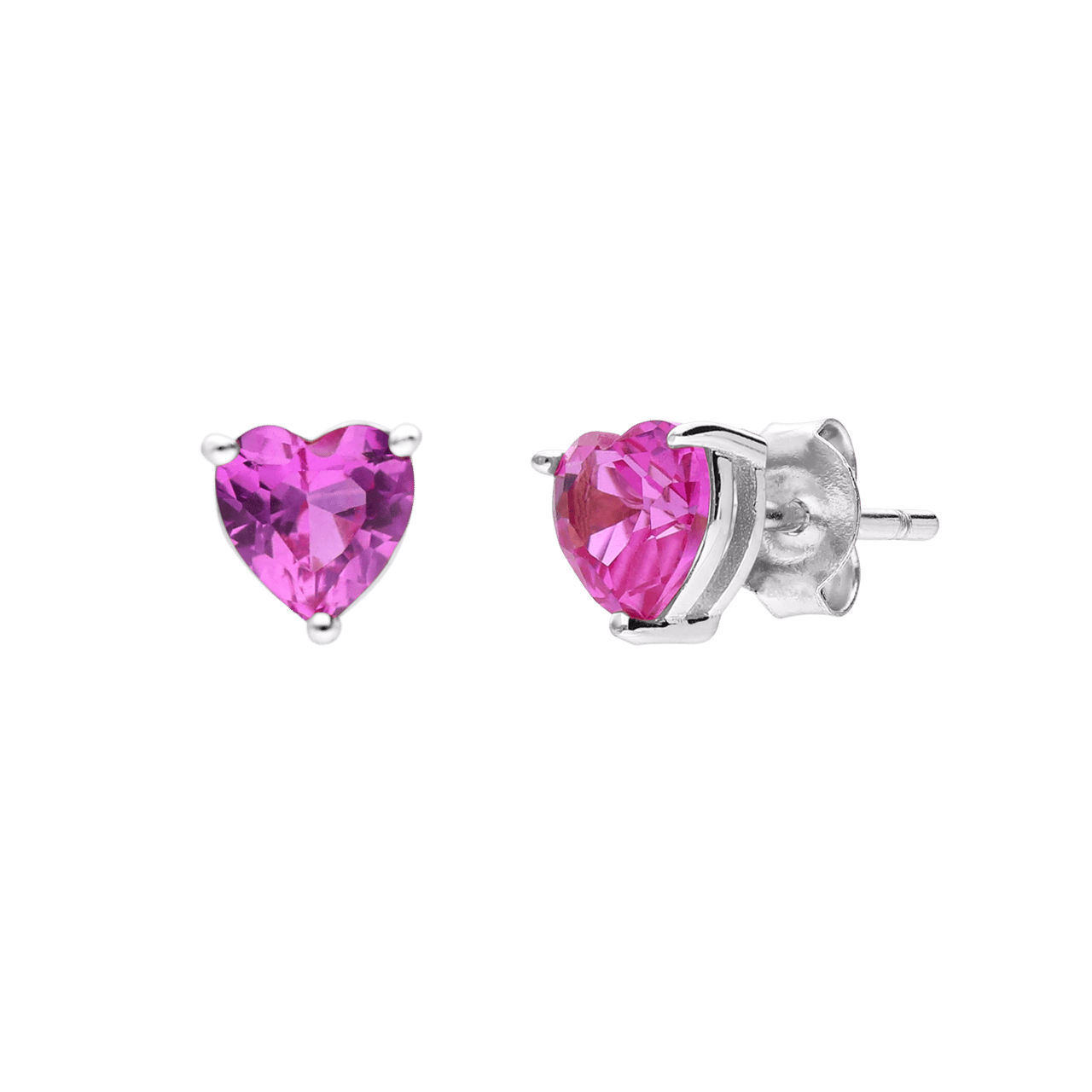Silberne Ohrstecker in Herzform mit Zirkonia für Damen