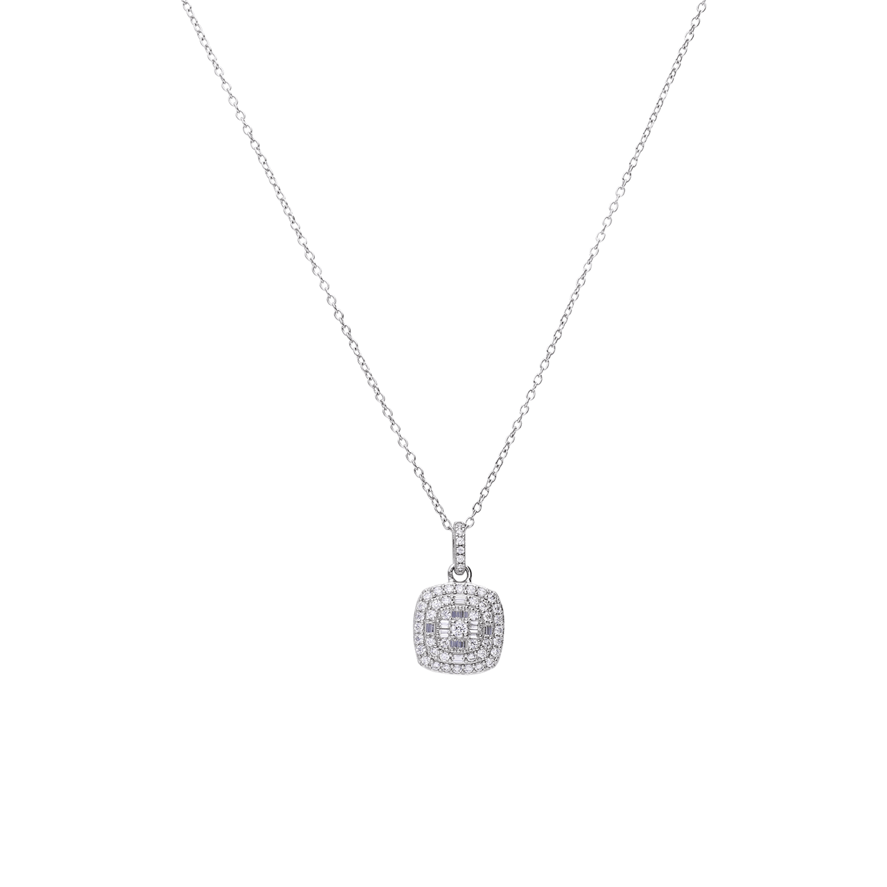 Zilveren ketting met hanger vierkant voor dames