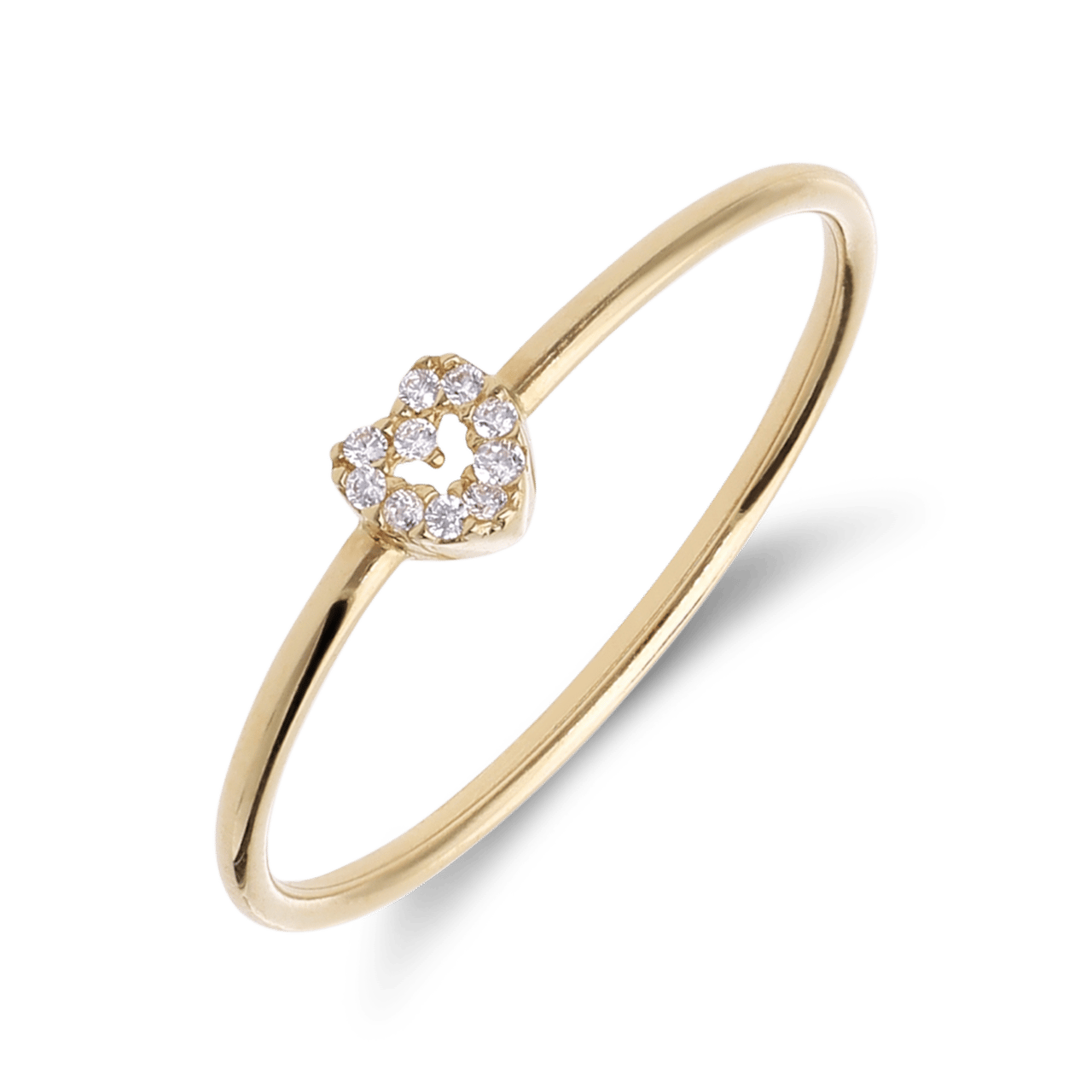 14 karaat geelgouden ring met hart met zirkonia voor dames
