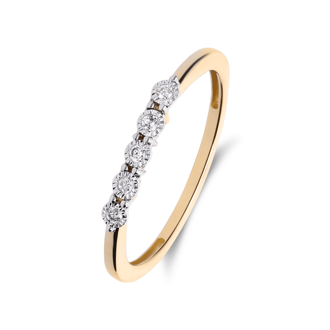 14 karaat geelgouden ring met 5 diamanten 0,05 ct voor dames