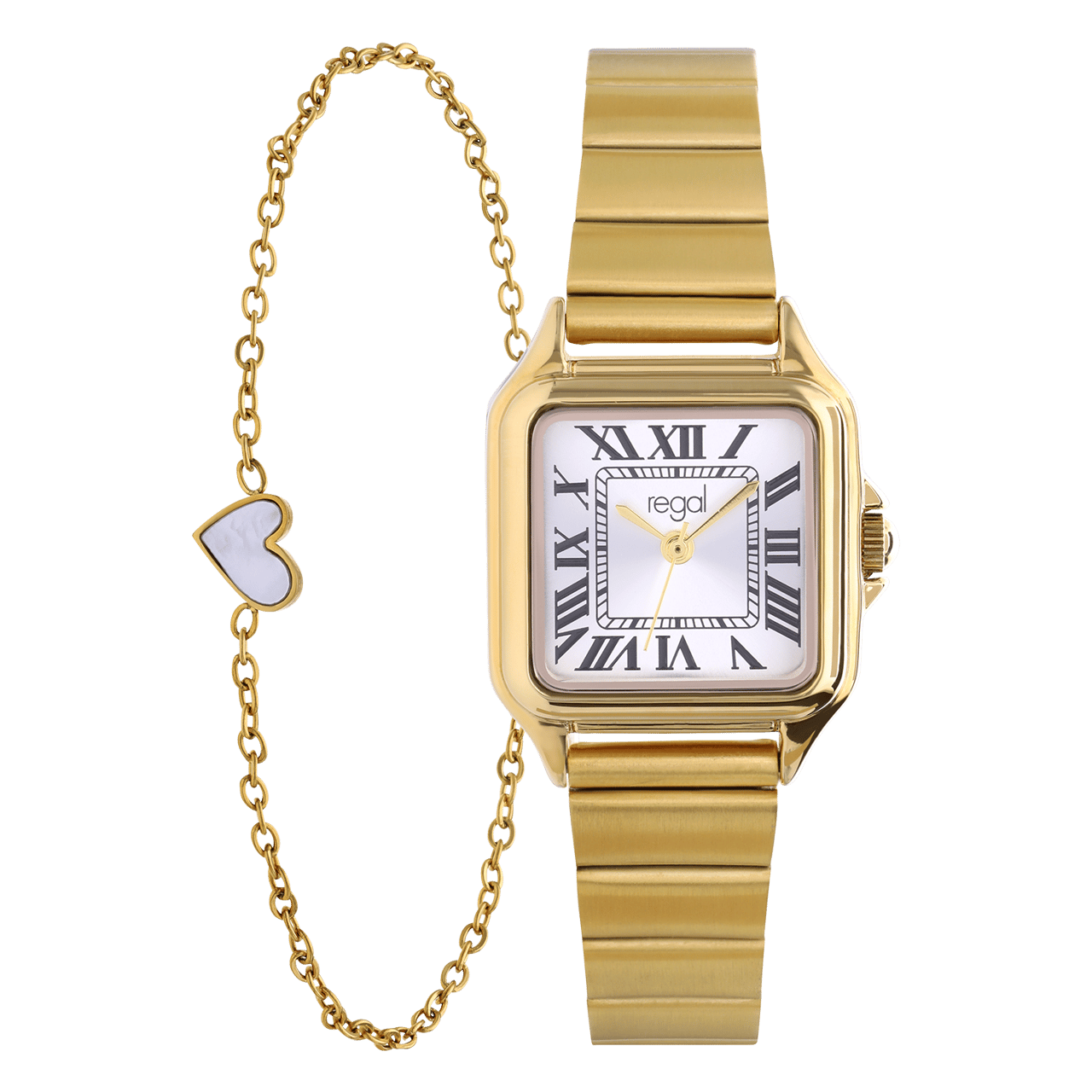 Regal goudkleurig horloge staal met gratis armband