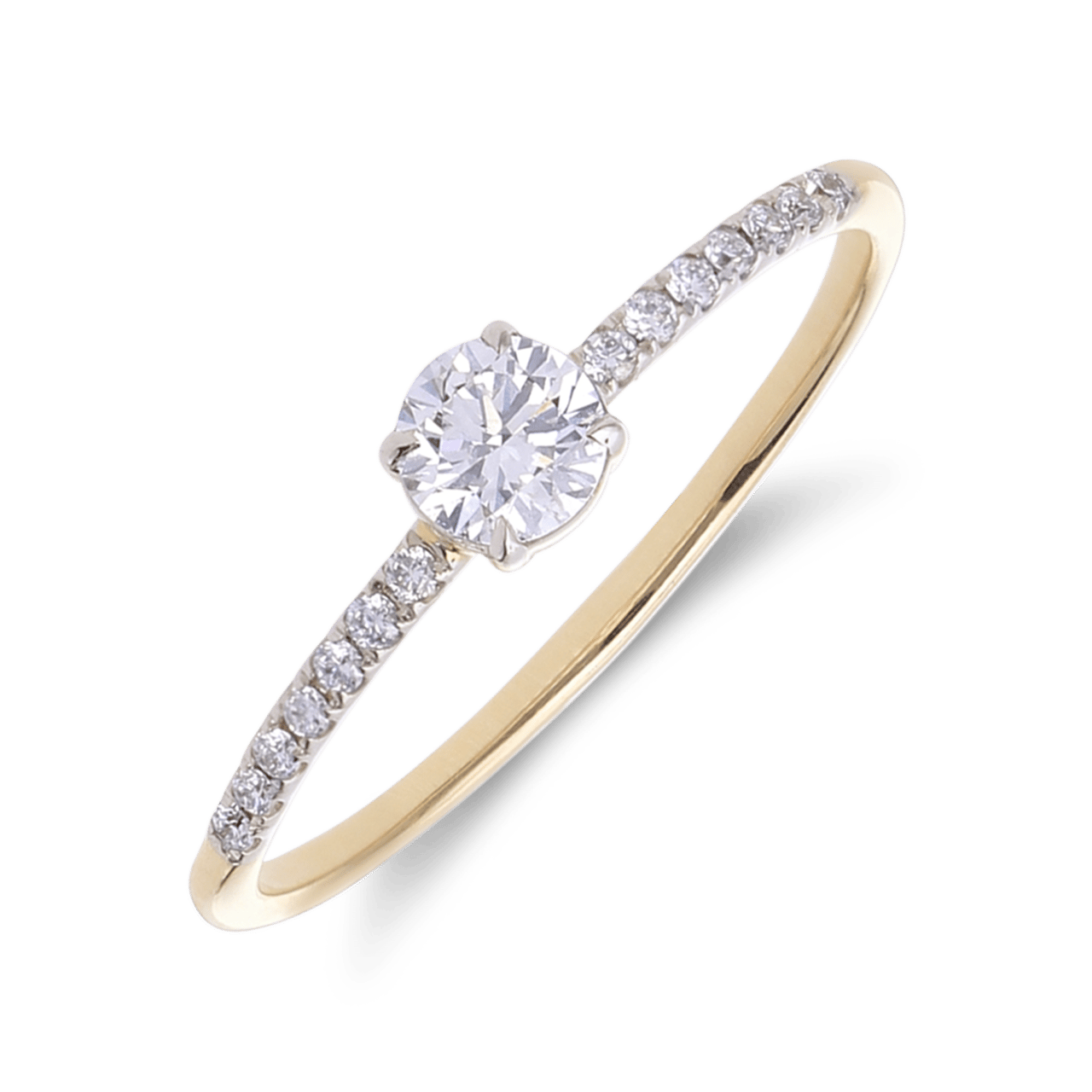 14 karaat geelgouden ring met lab grown diamant 0,325ct voor dames