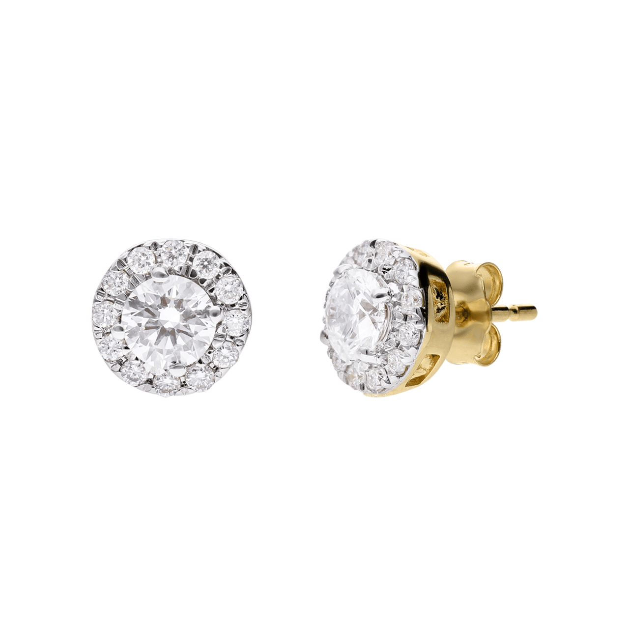 14 Karat Gelbgold-Ohrstecker mit 26 im Labor gezüchteten Diamanten, 0,50 ct, für Damen