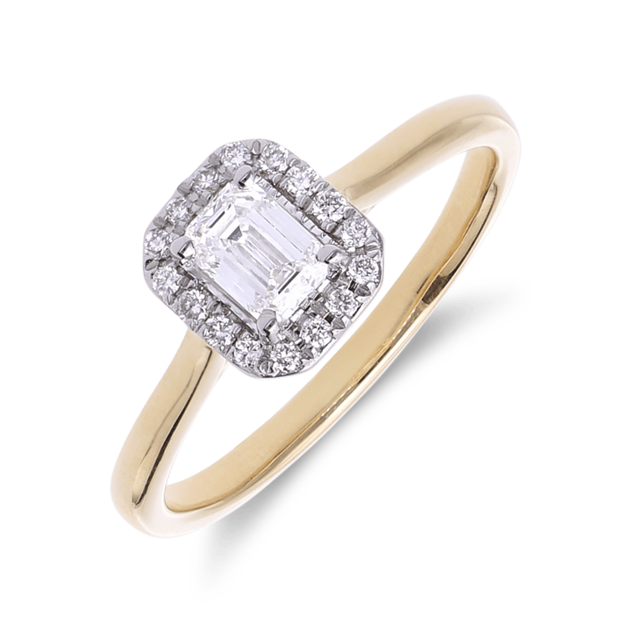 14 karaat geelgouden ring met 17 lab grown diamanten 0,505ct voor dames