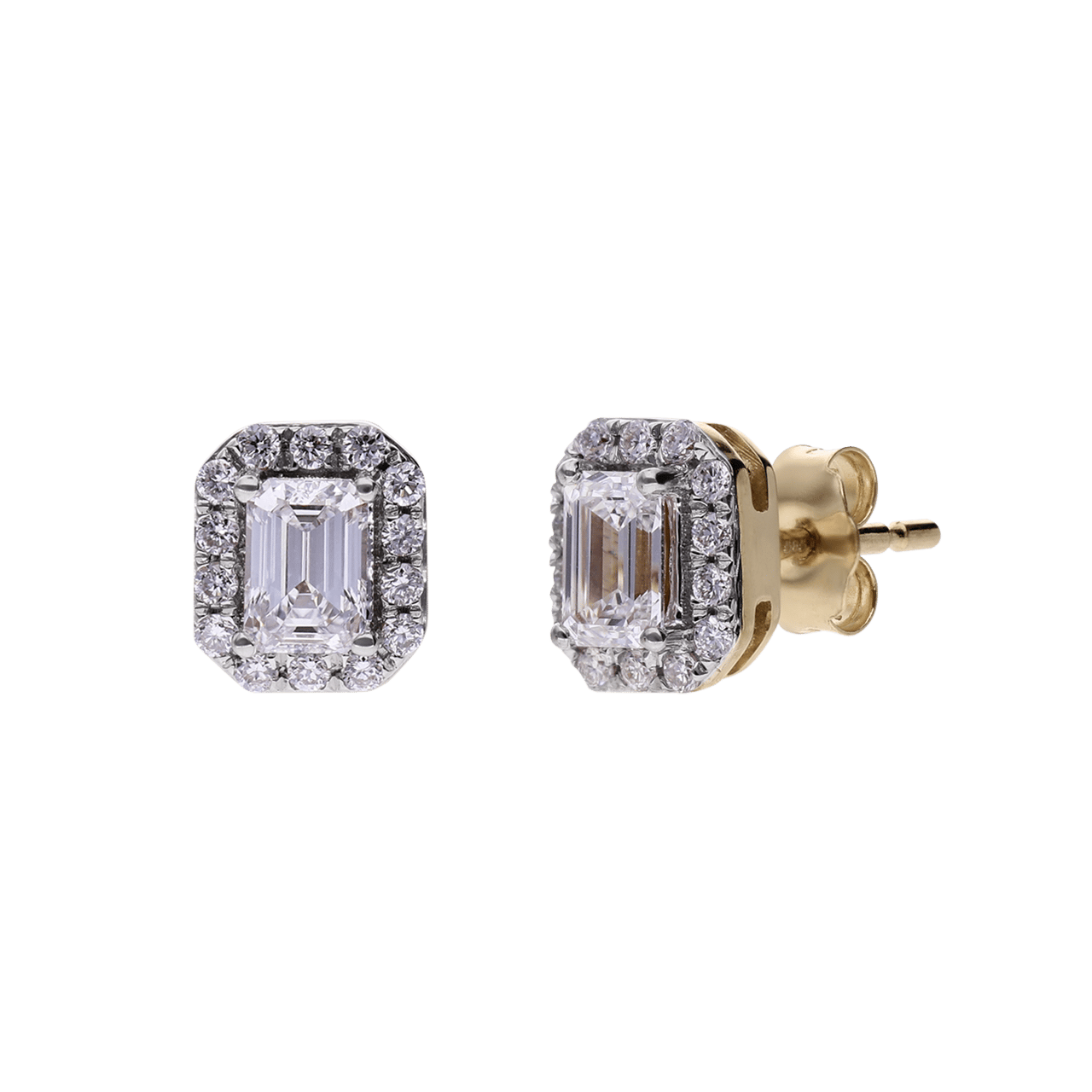 14 Karat Gelbgold-Ohrstecker mit 30 im Labor gezüchteten Diamanten für Damen