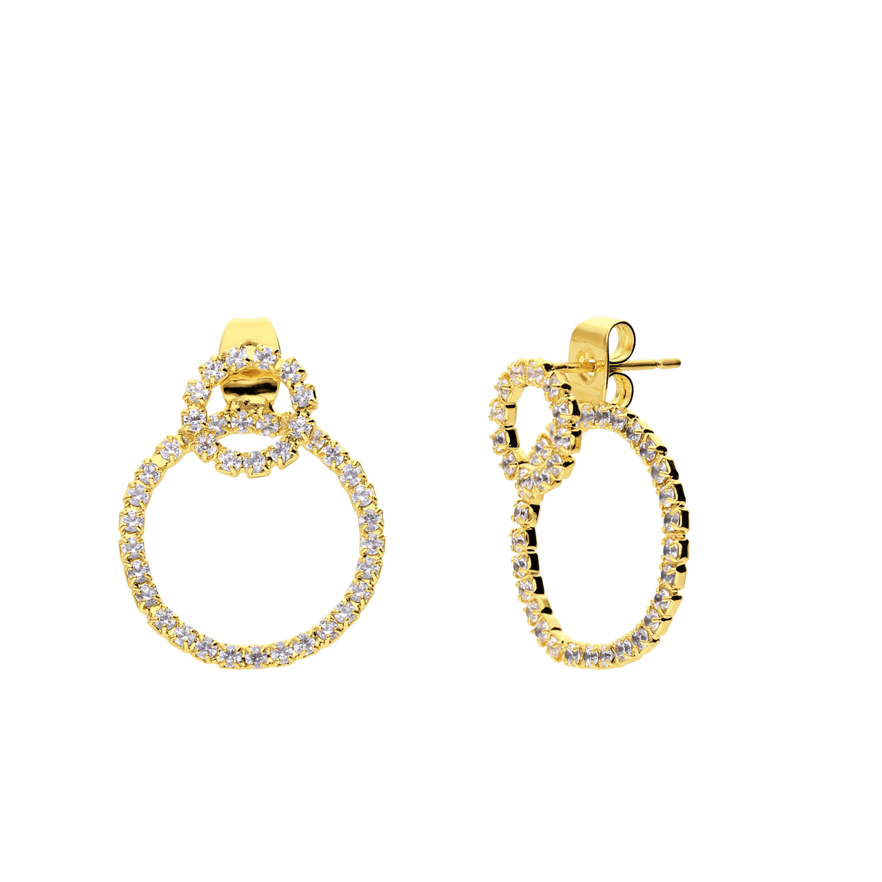 Goudkleurige bijoux oorknop met strass