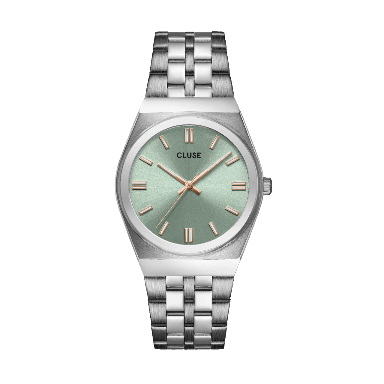 CLUSE - Retro 70s horloge zilverkleurig stainless steel