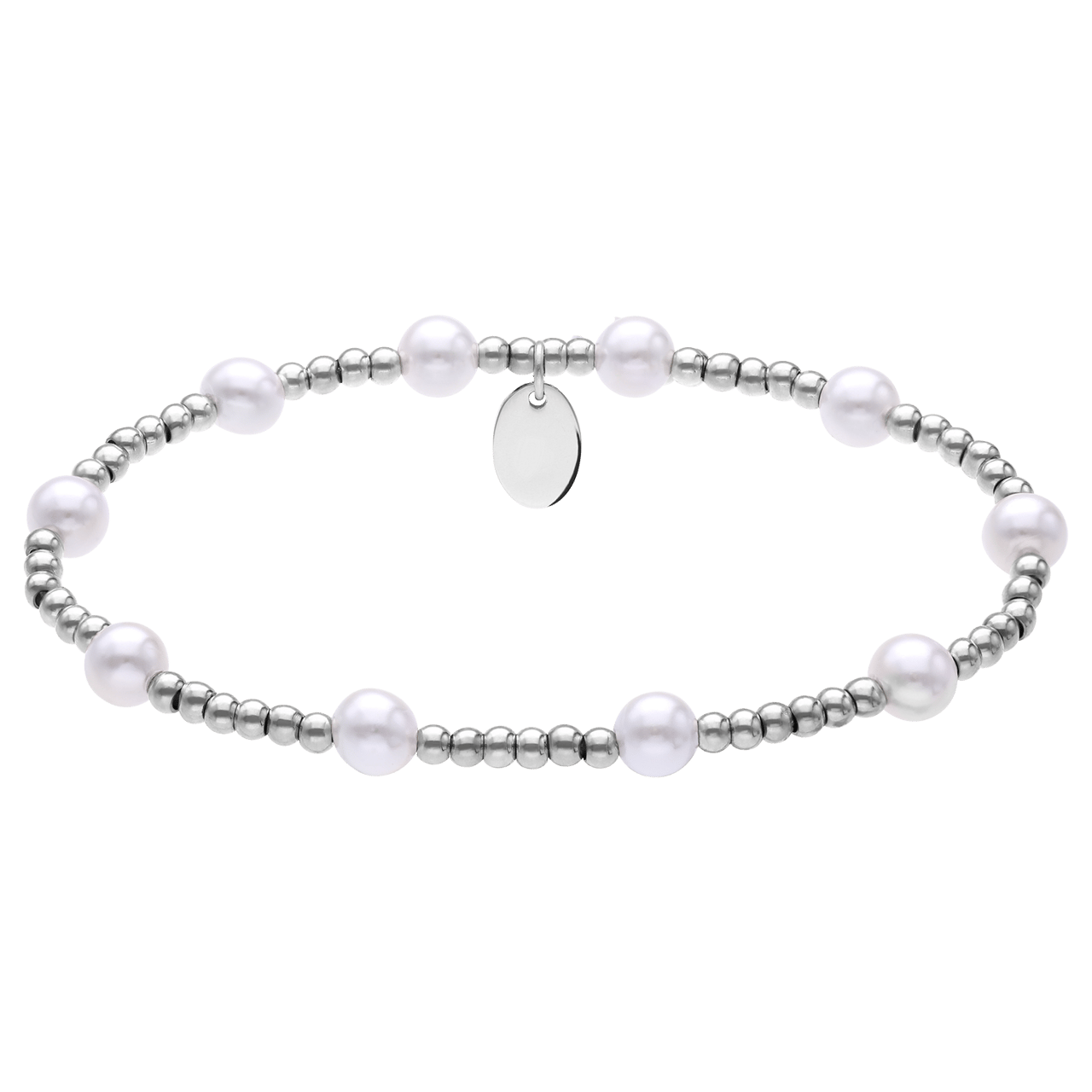 Stalen kralenarmband met parel voor dames