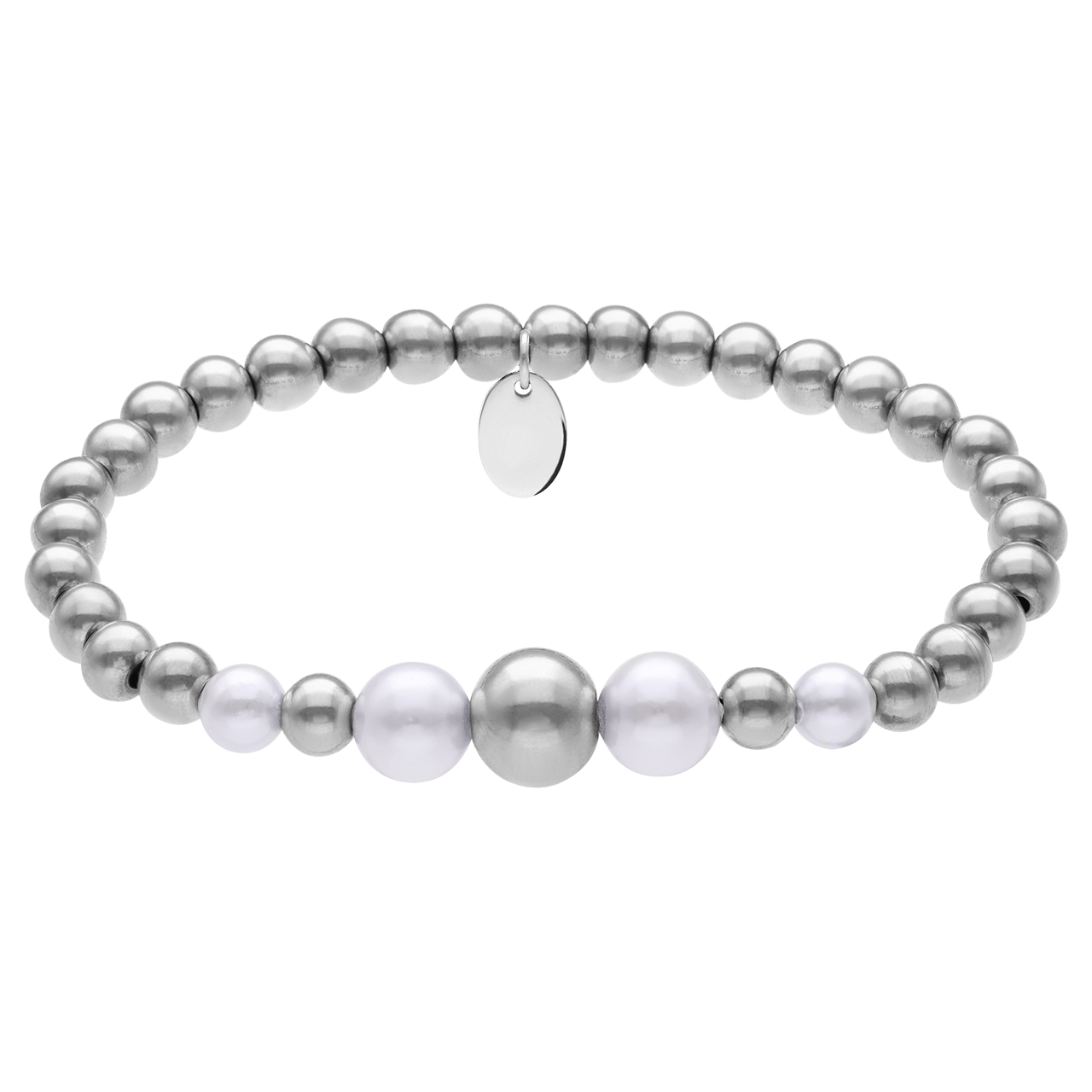 Stalen kralenarmband met parel voor dames