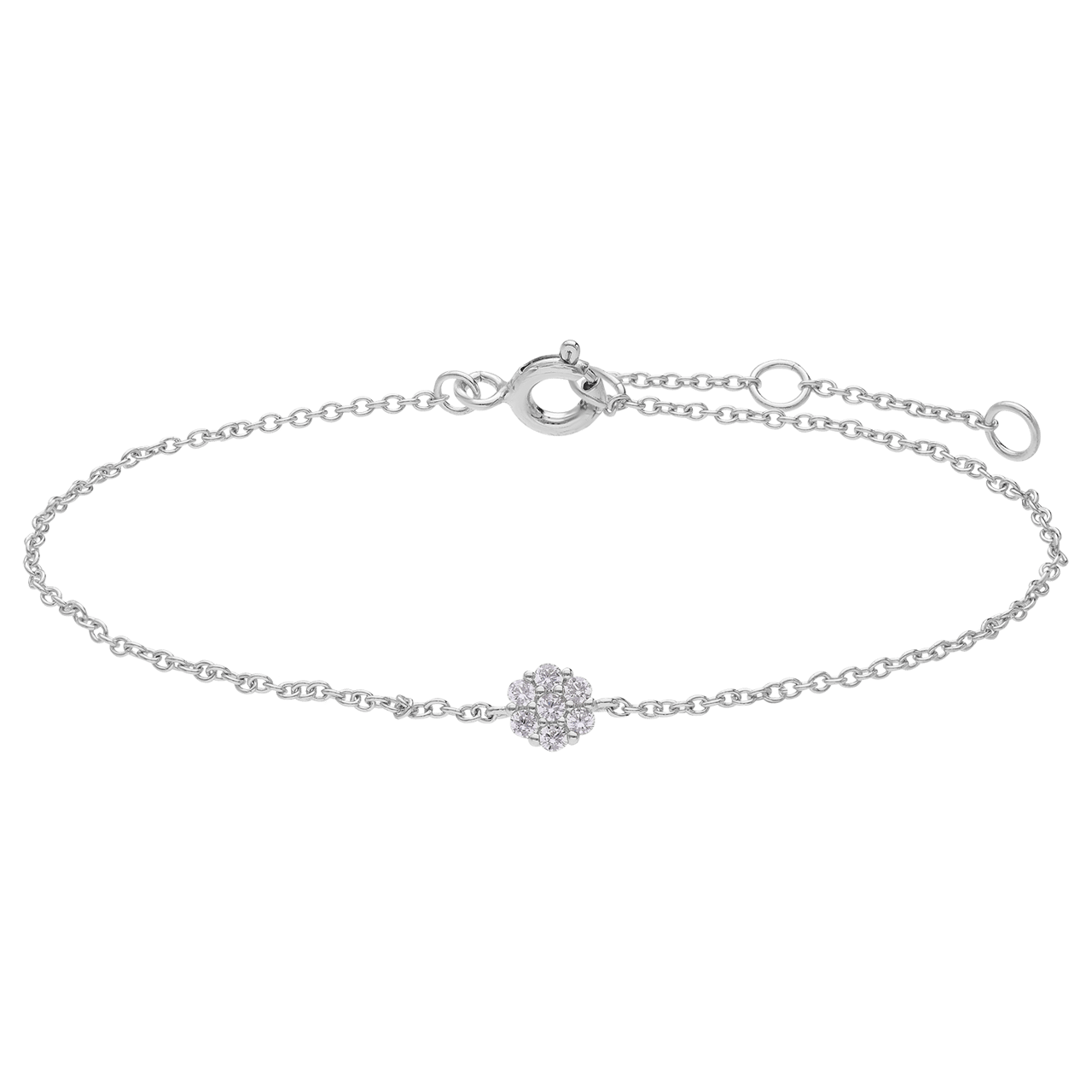 Zilveren armband bloem met zirkonia