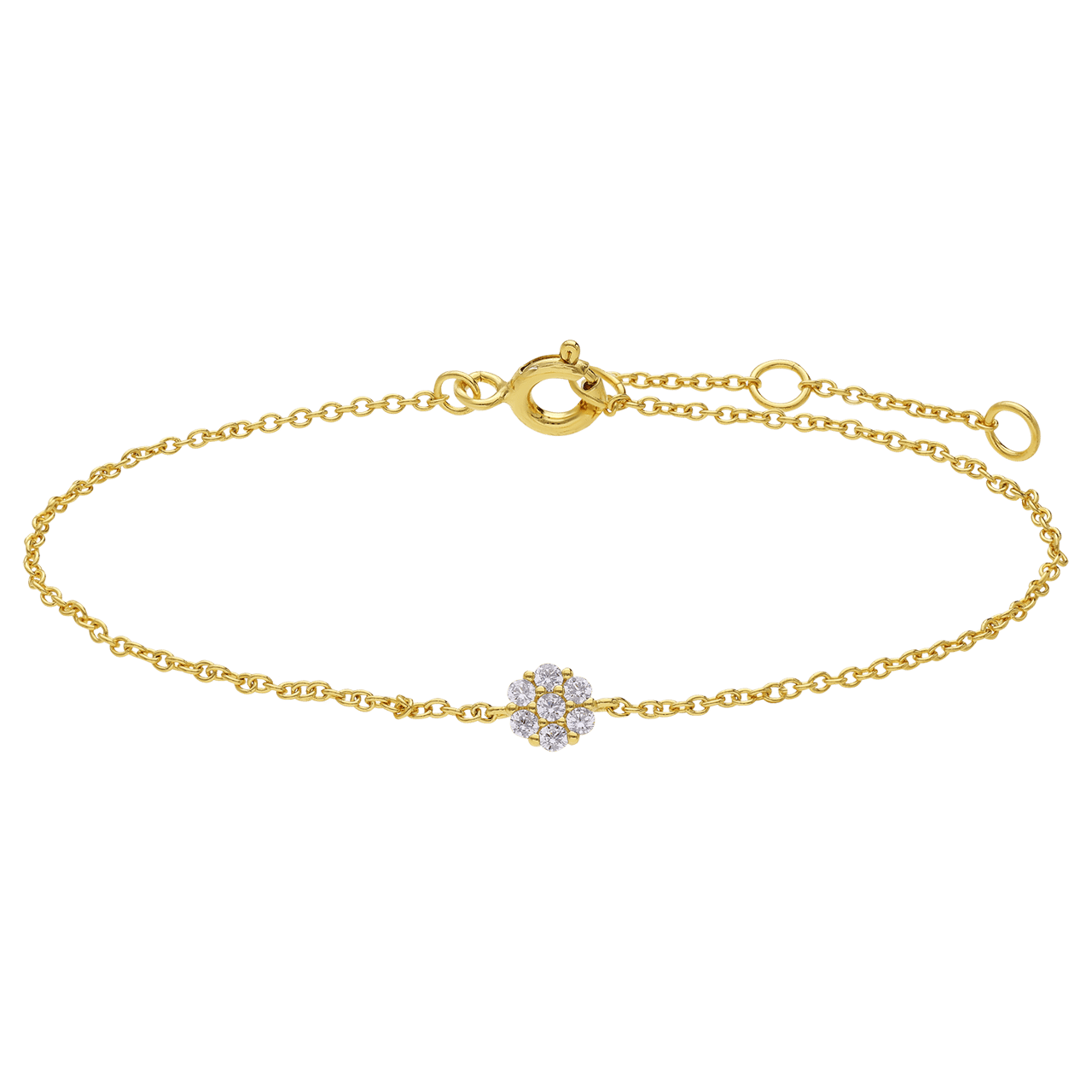 Zilveren goldplated armband bloem voor dames