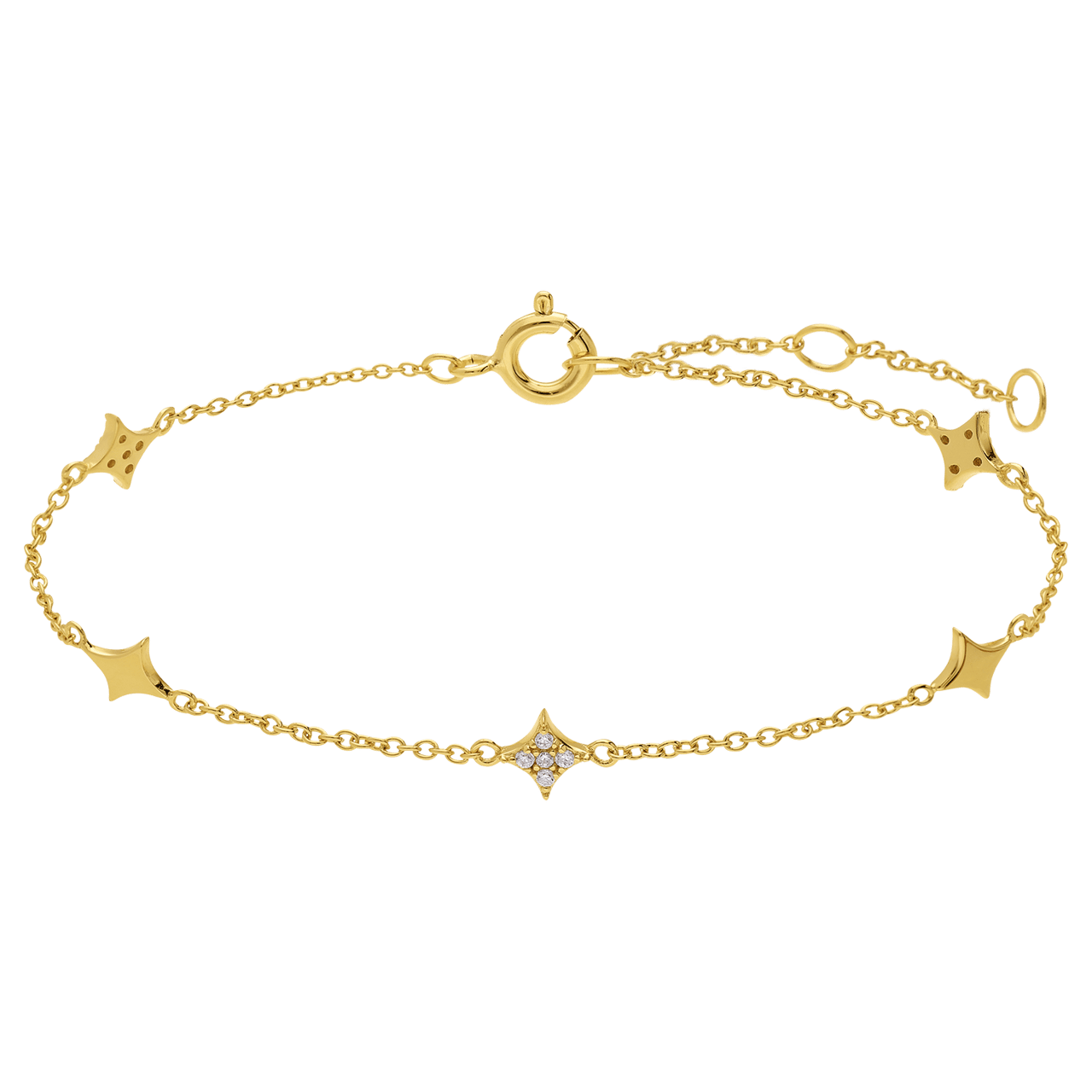 Silbernes, goldplattiertes Fantasiearmband in Goldfarbe für Damen