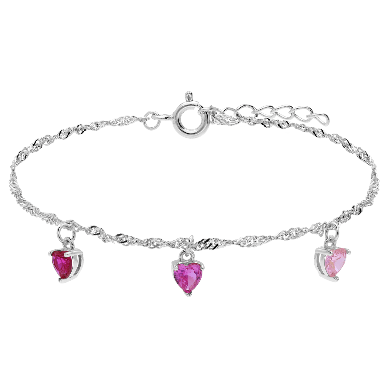 Zilveren armband hart met roze zirkonia