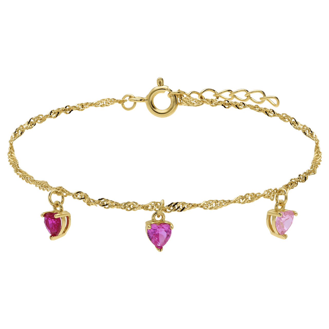 Zilveren goldplated kindercharme-armband met zirkonia