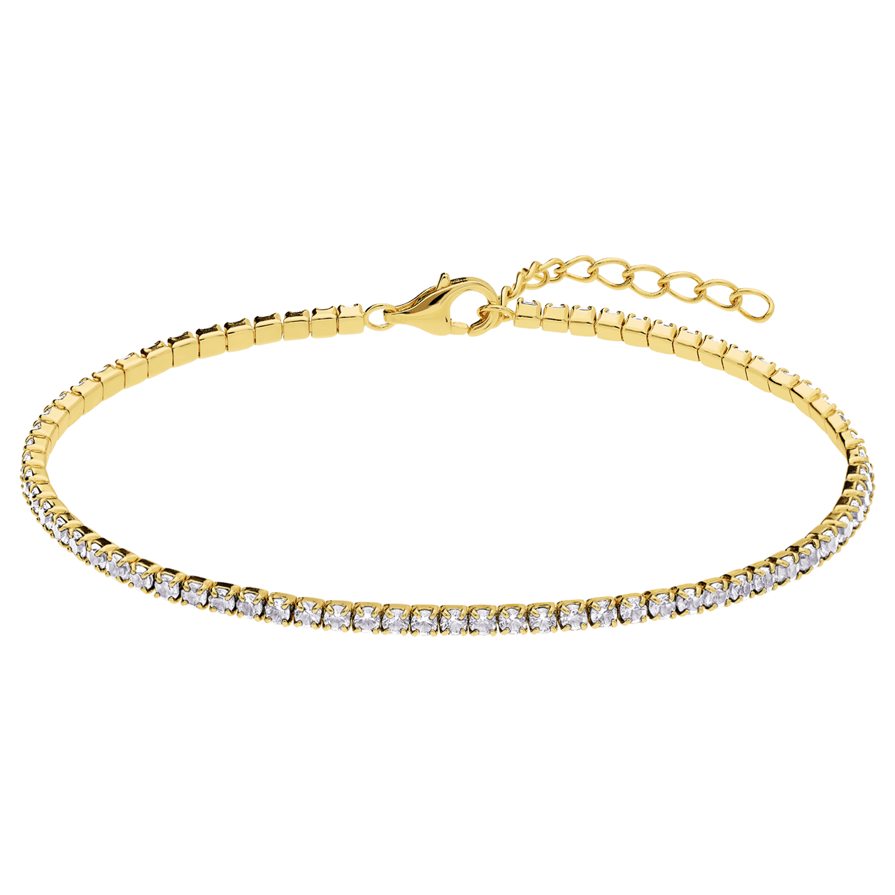Zilveren goldplated tennisarmband