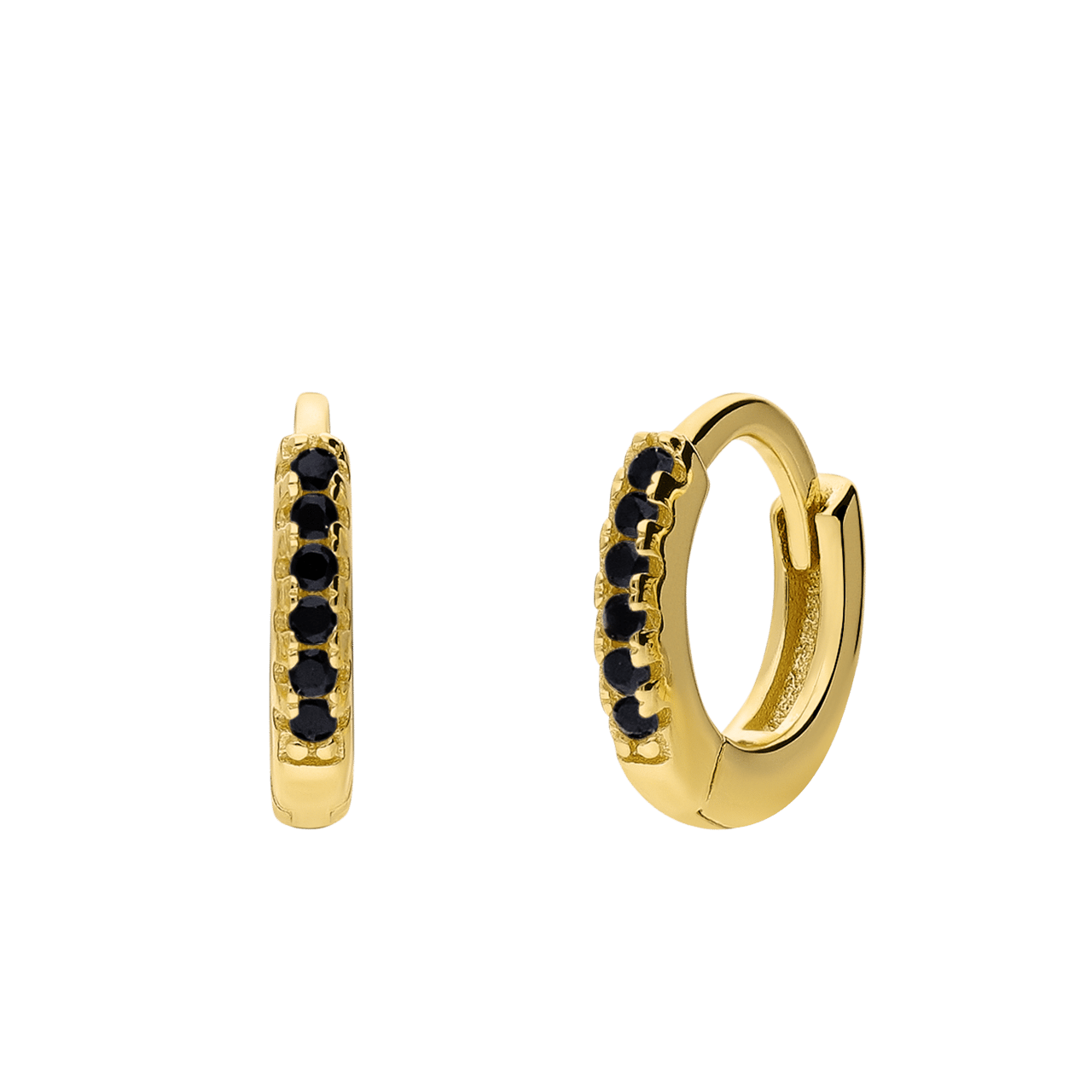Silberne, goldbeschichtete Ohrringe 10 mm mit Zirkonia