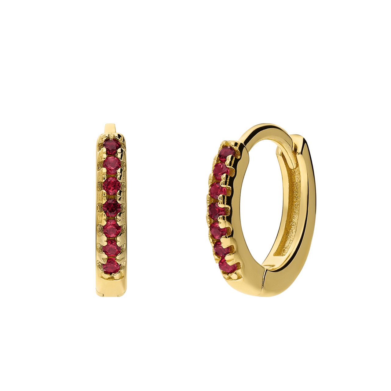 Silberne, goldbeschichtete Ohrringe 12 mm mit Zirkonia