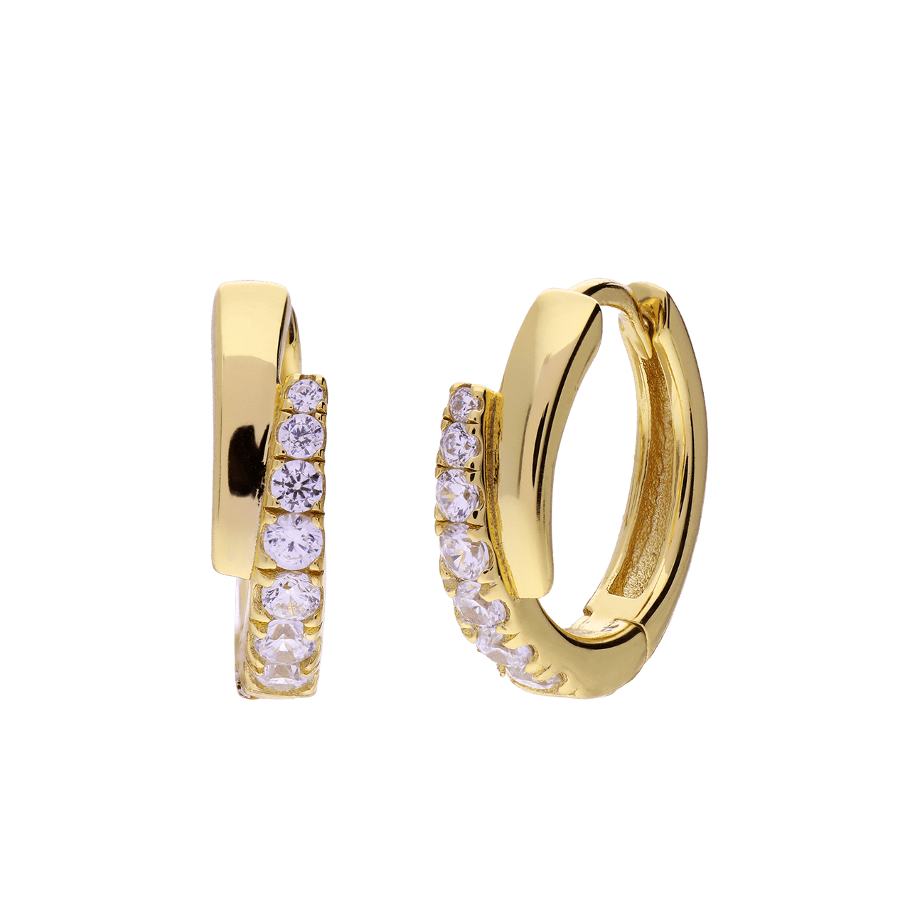 Silberne, goldbeschichtete Ohrringe mit Zirkonia für Damen