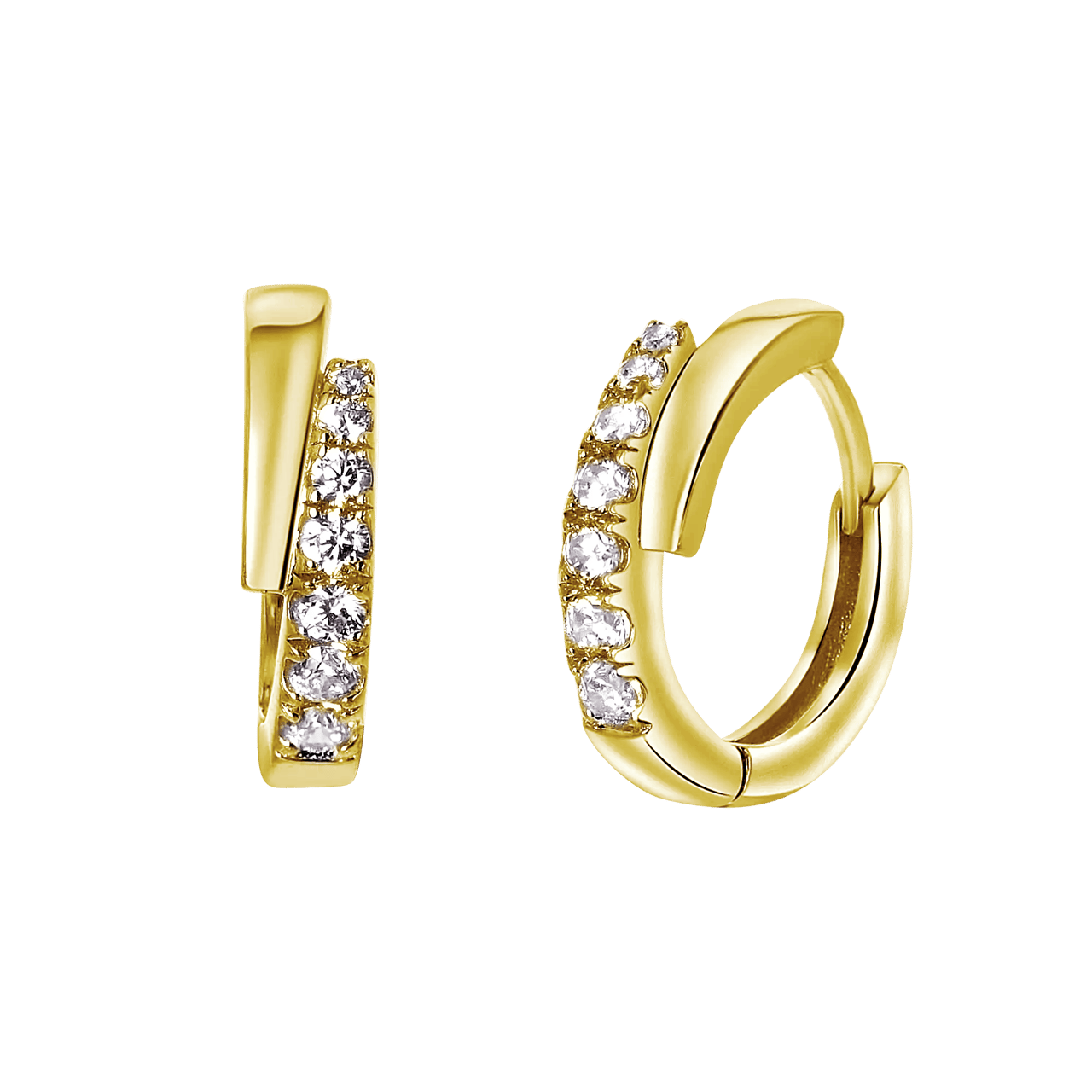 Zilveren goldplated oorringen met zirkonia voor dames