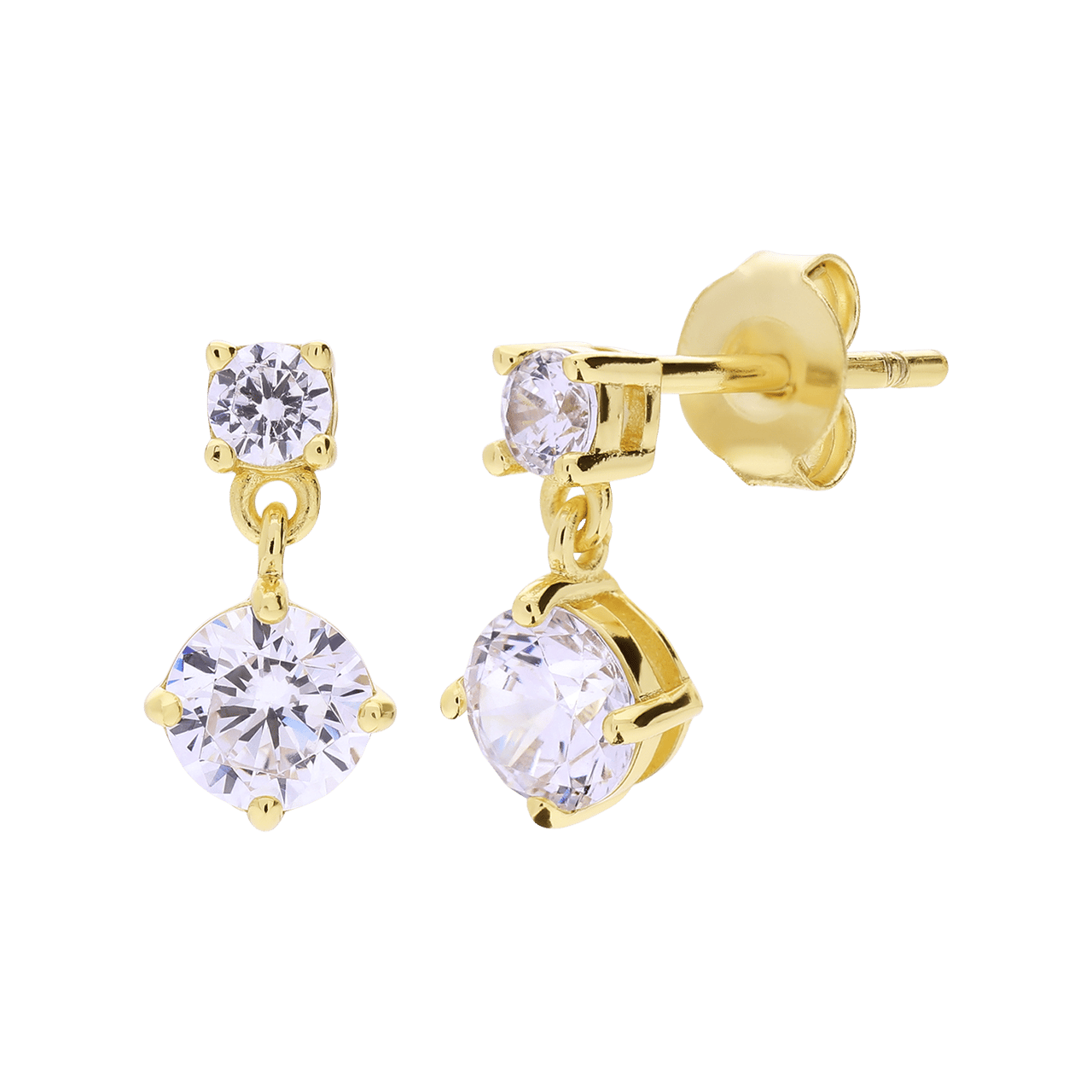Silberne, goldbeschichtete Ohrringe mit Zirkonia für Damen