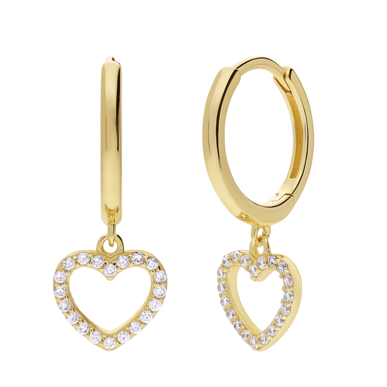 Silberne, goldbeschichtete Ohrringe mit Zirkonia für Damen