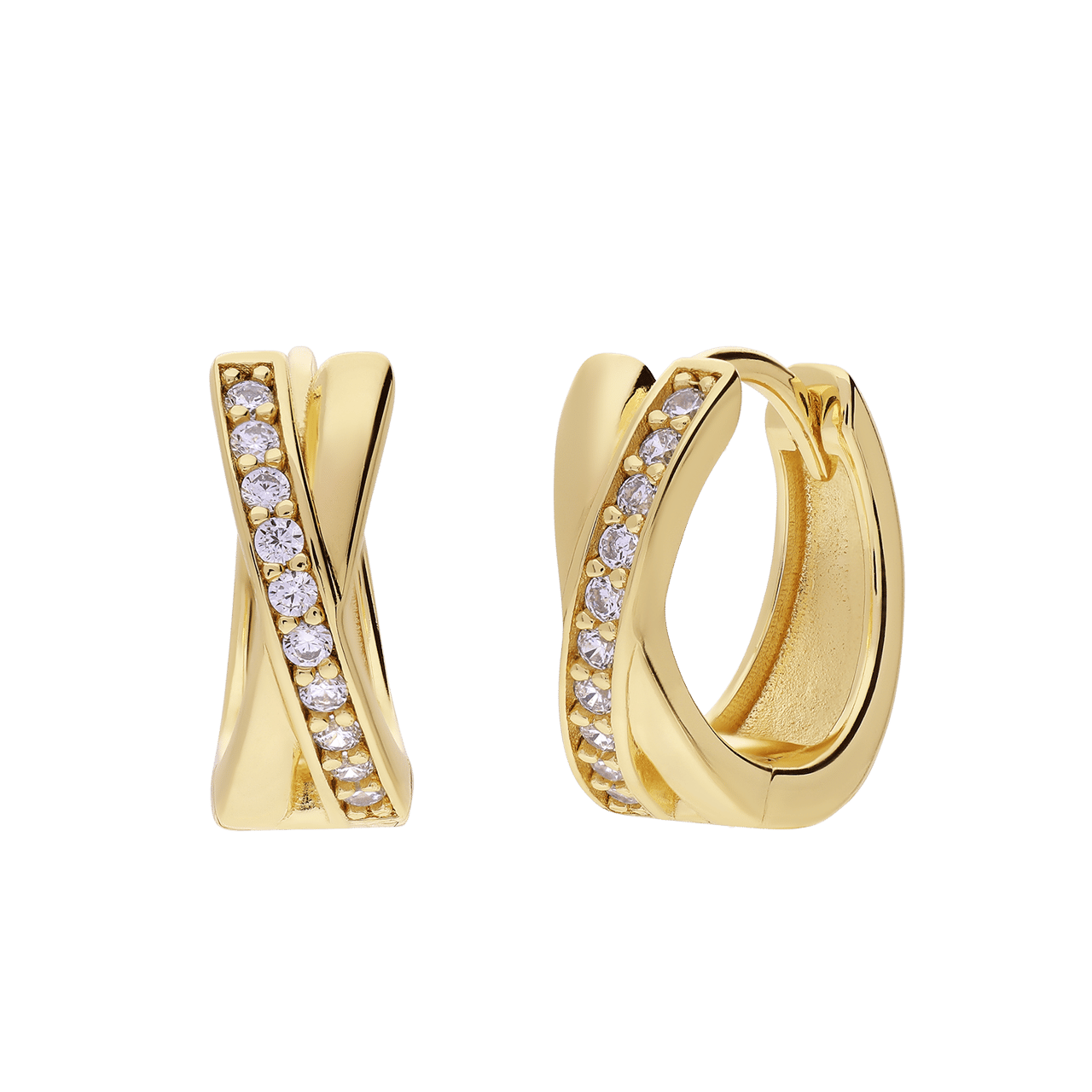 Silberne, goldbeschichtete Ohrringe mit Zirkonia für Damen
