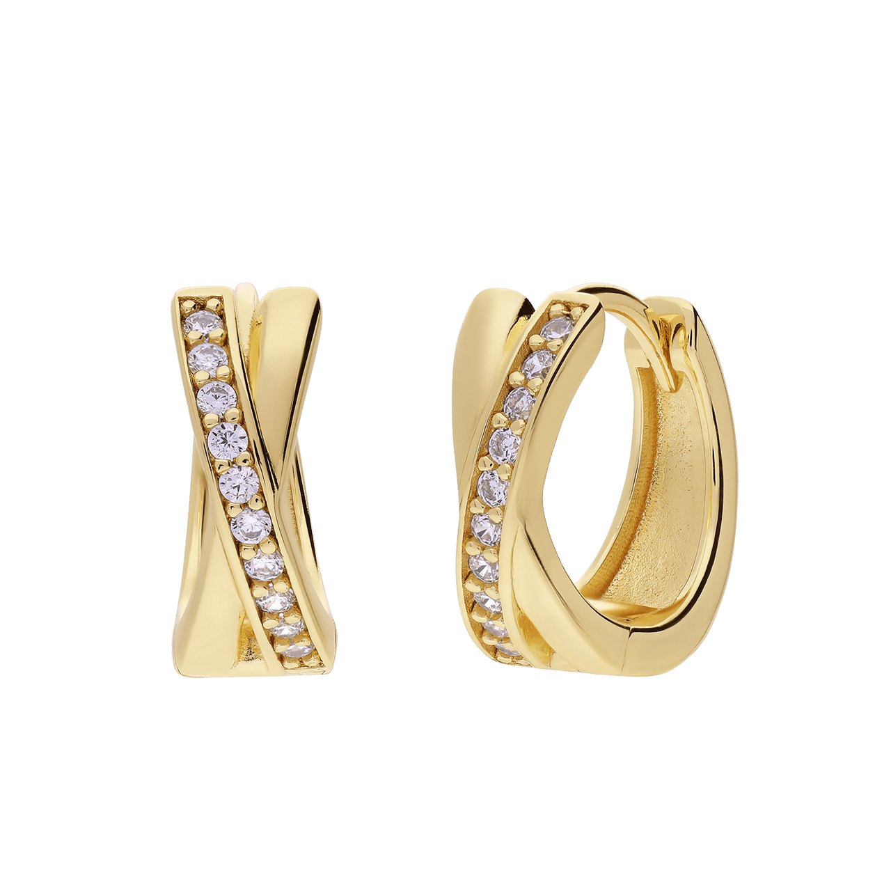 Zilveren goldplated oorringen met zirkonia voor dames