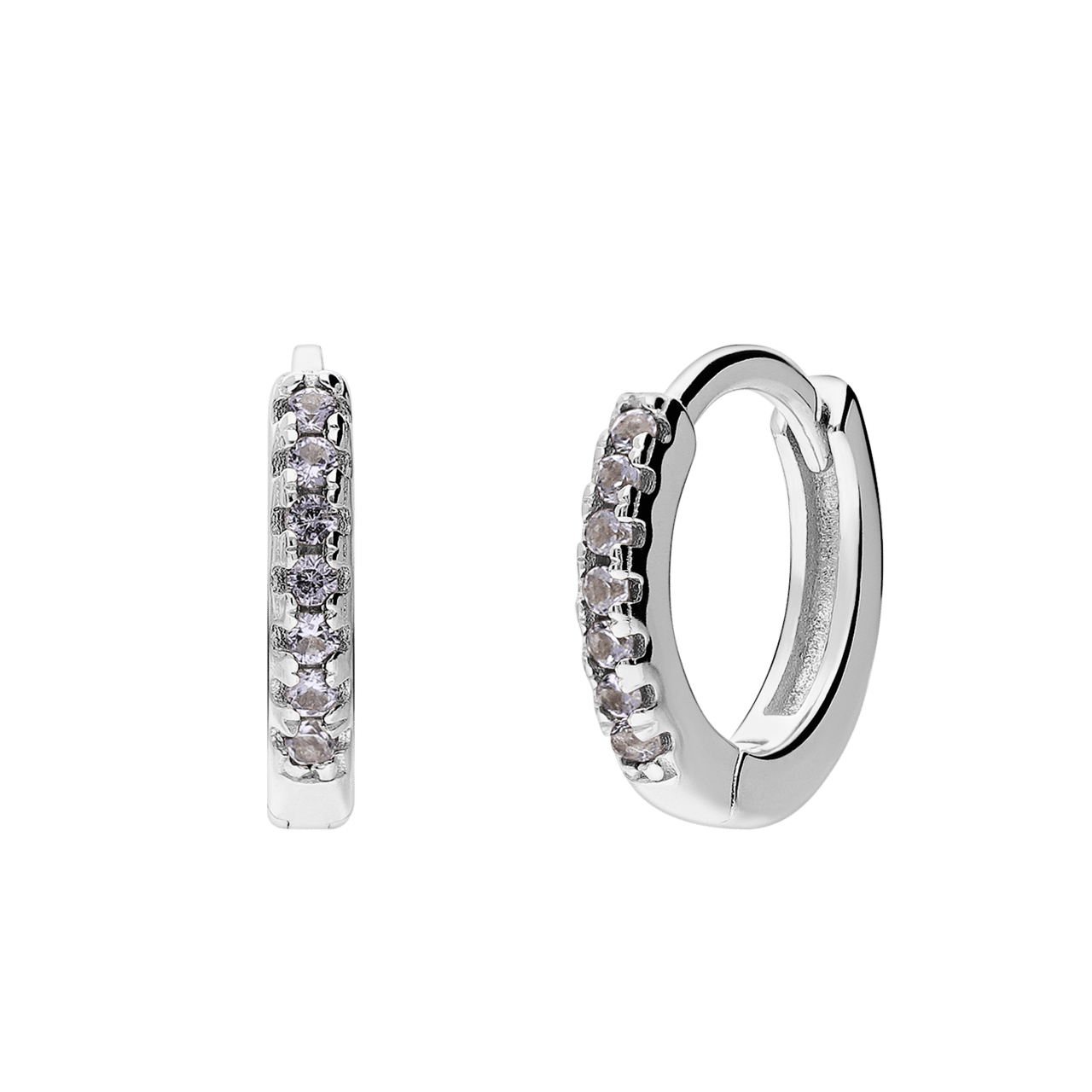 Silberne Ohrringe mit Zirkonia 12mm