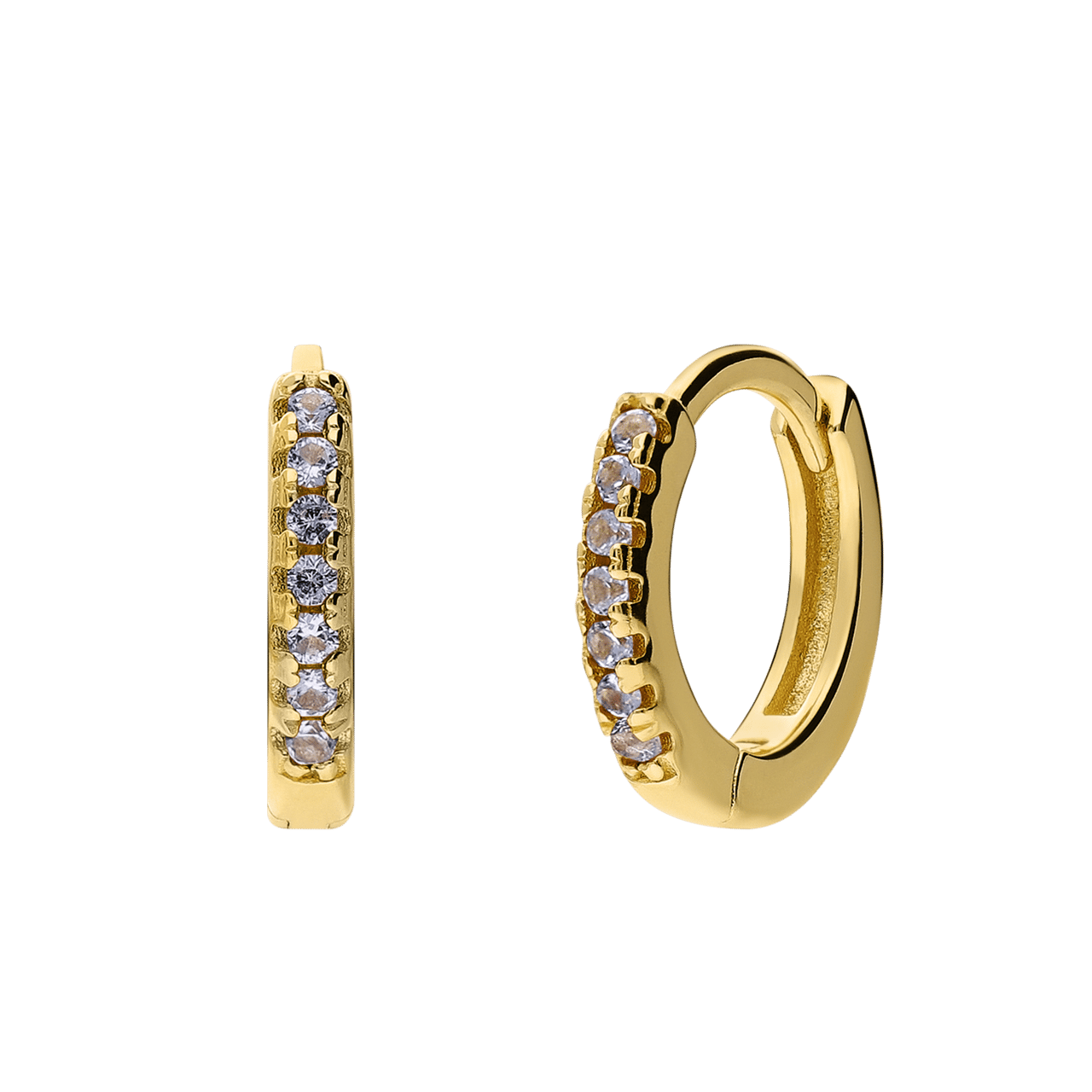 Silberne, goldbeschichtete Ohrringe mit 12 mm Zirkonia