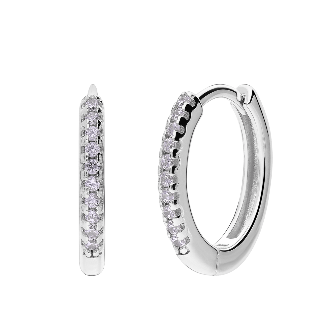 Zilveren oorbellen met zirkonia 15mm