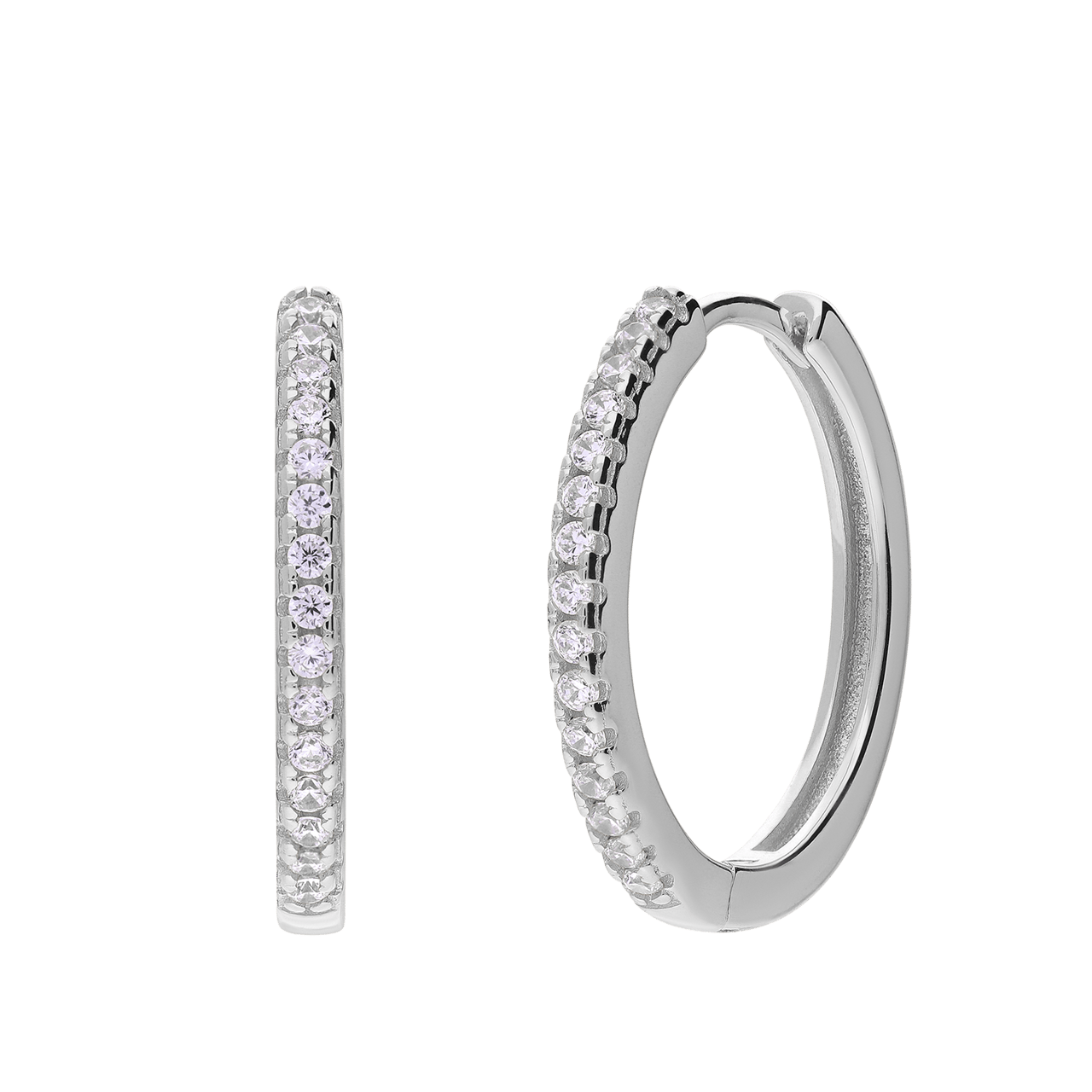 Silberne Ohrringe mit Zirkonia 20 mm