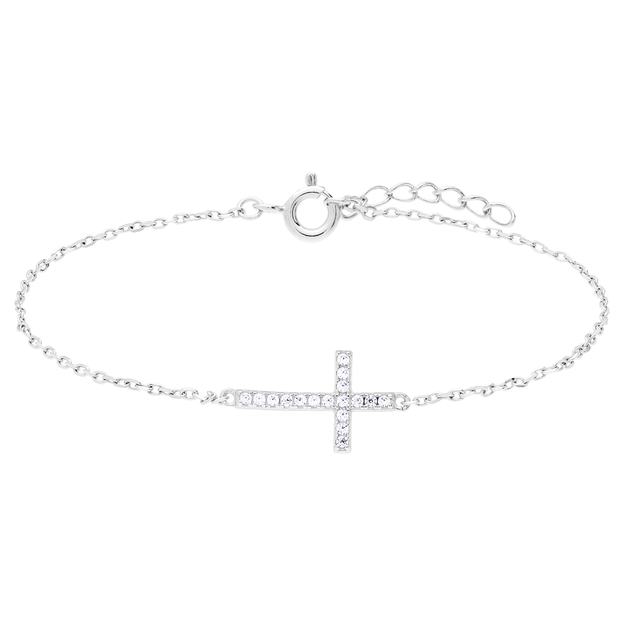 Silbernes Armband mit Kreuz und Zirkonia