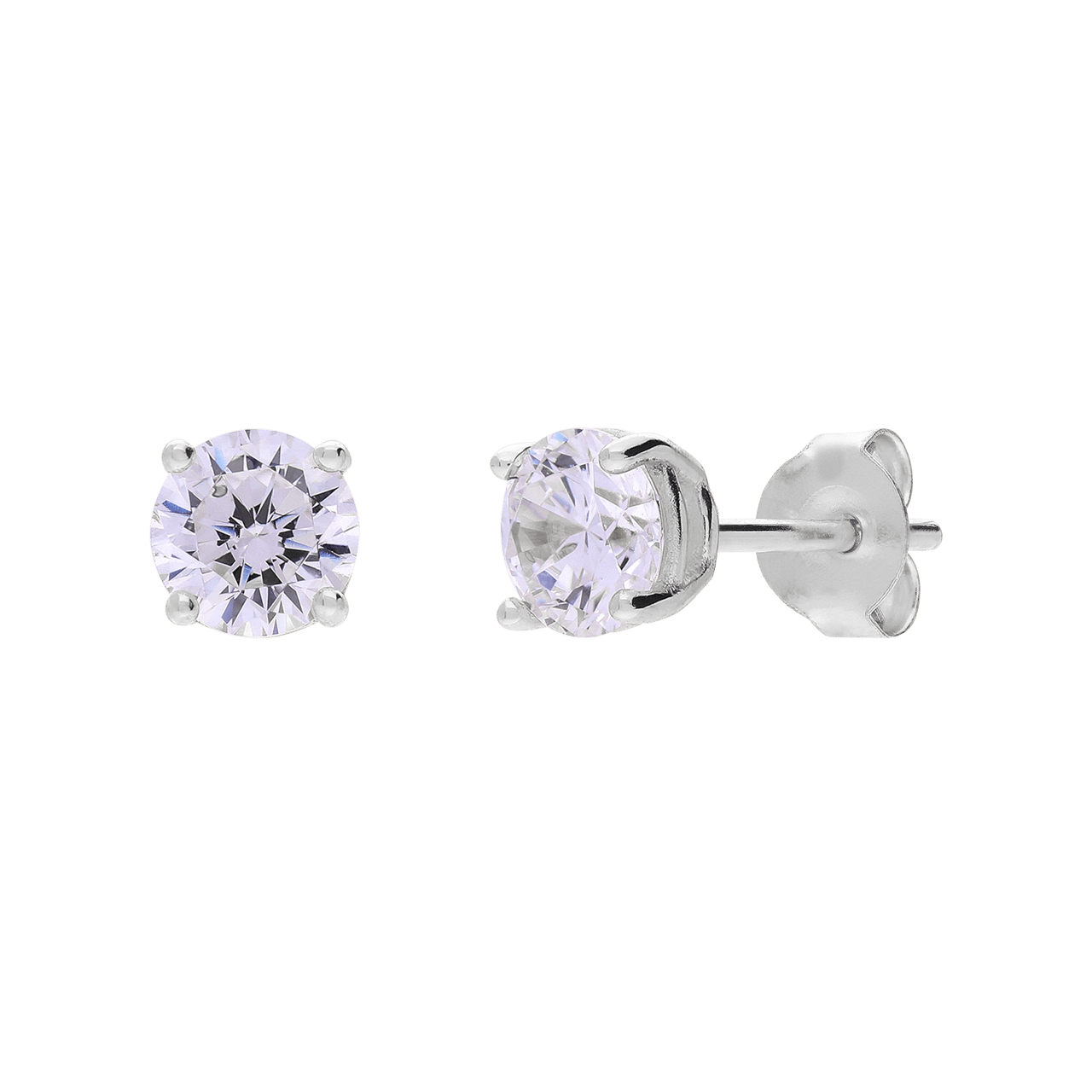 Silberne Ohrstecker mit 4mm Zirkonia