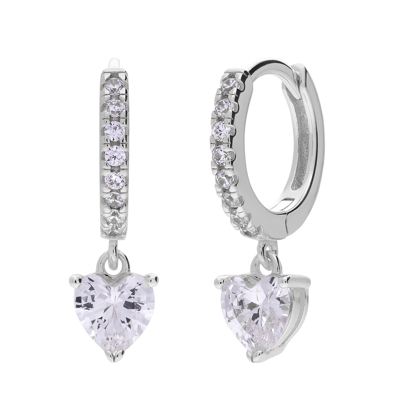 Silberne Ohrringe mit Zirkonia-Herz