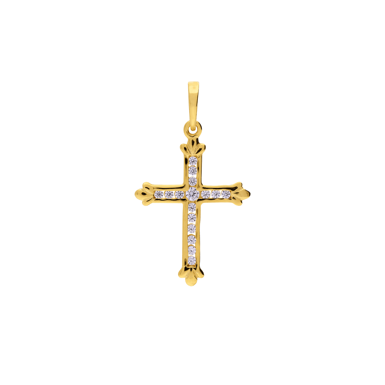 Silberner, goldbeschichteter Kreuzanhänger mit Zirkonia