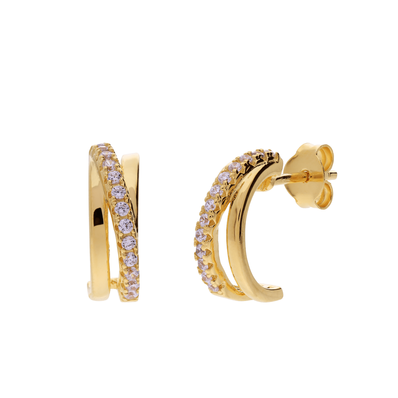 Silberne, goldbeschichtete Ohrringe mit Zirkonia für Damen