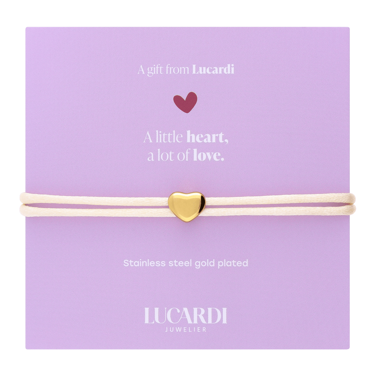 Stalen koordarmband hart voor dames