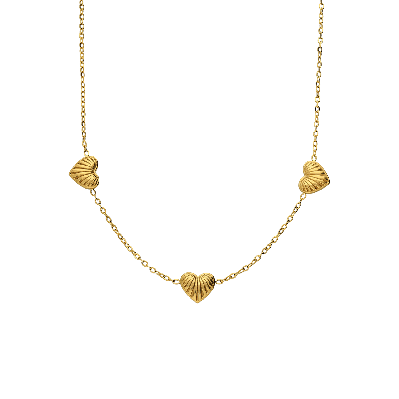 Stahlkette mit goldplattierten Herzen
