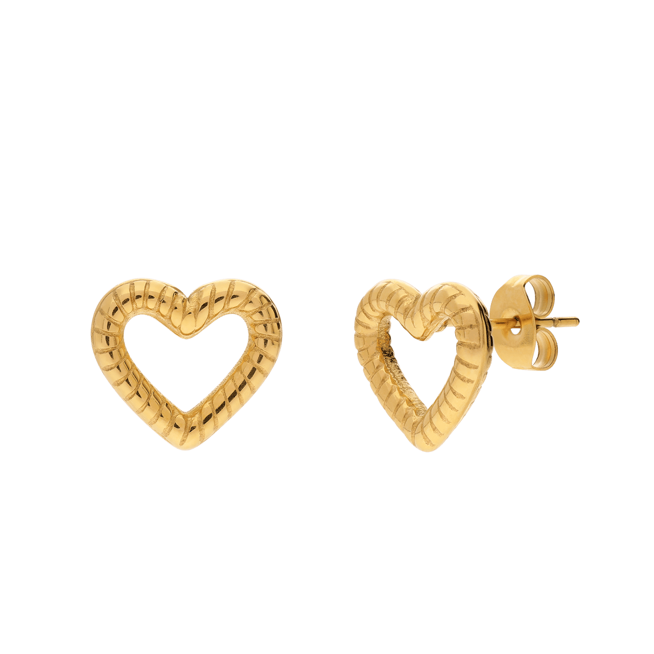 Stalen goldpalted oorknoppen open hart