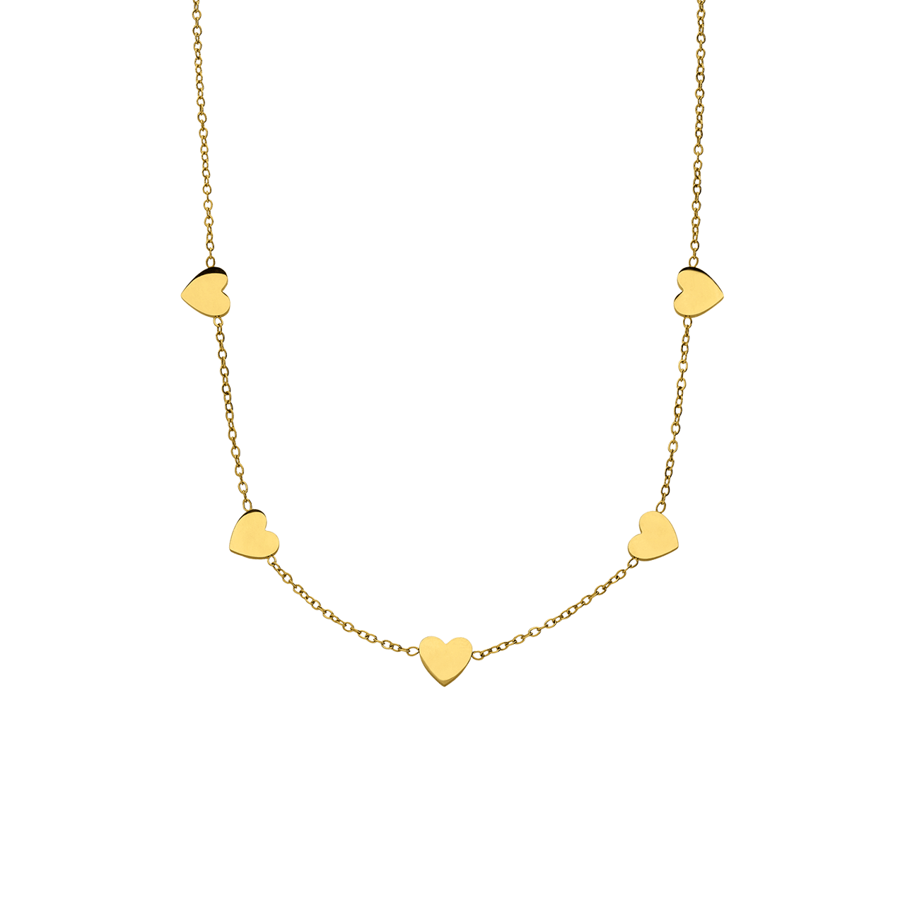 Stalen goldplated ketting harten