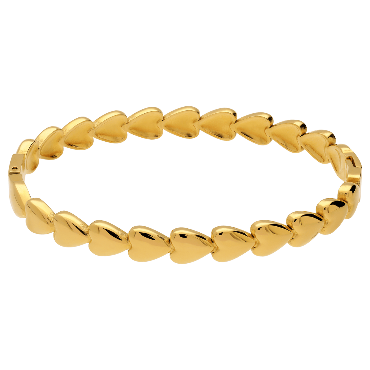 Stählernes, goldplattiertes Armreif mit Herzen