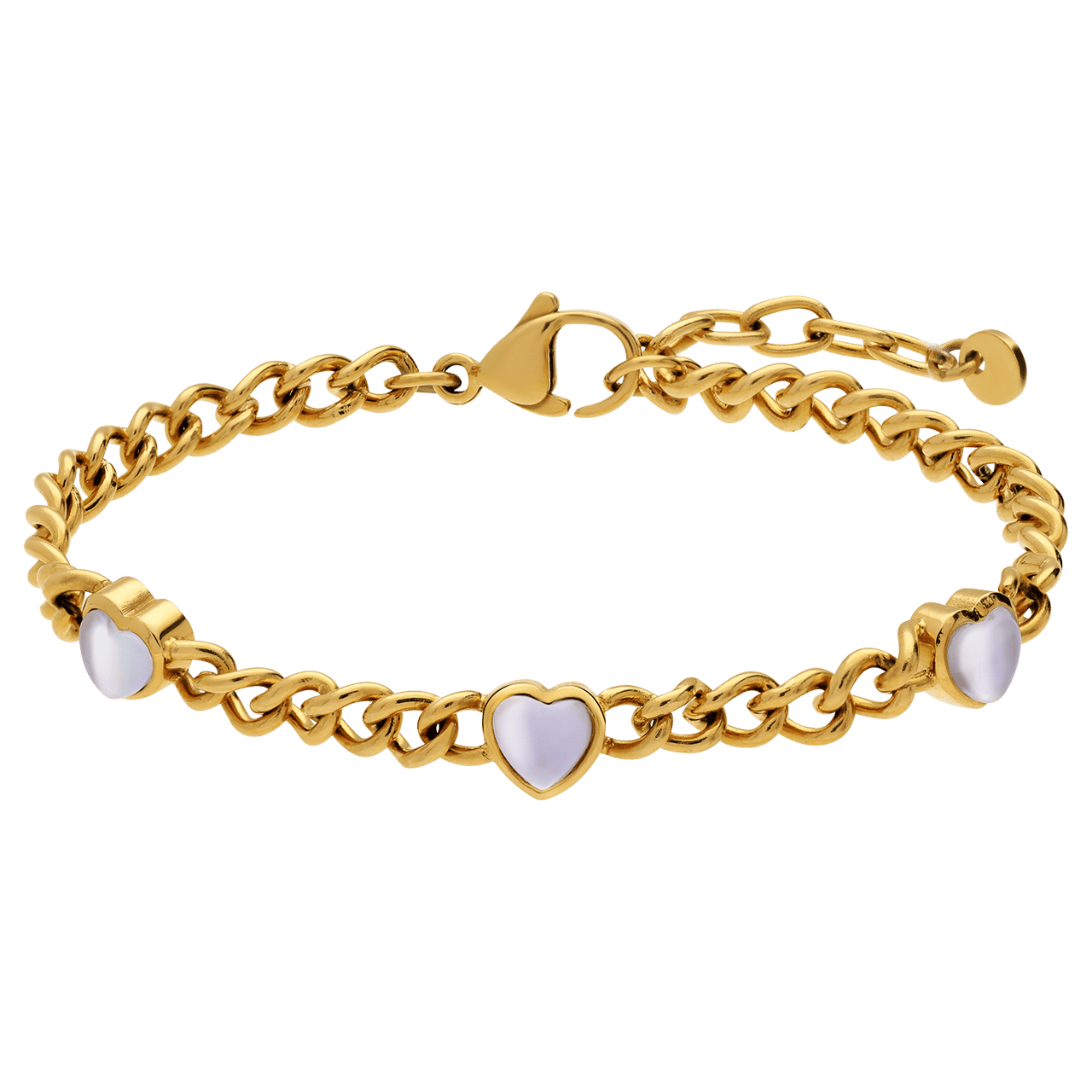 Stainless steel goldplated armband hart kristal