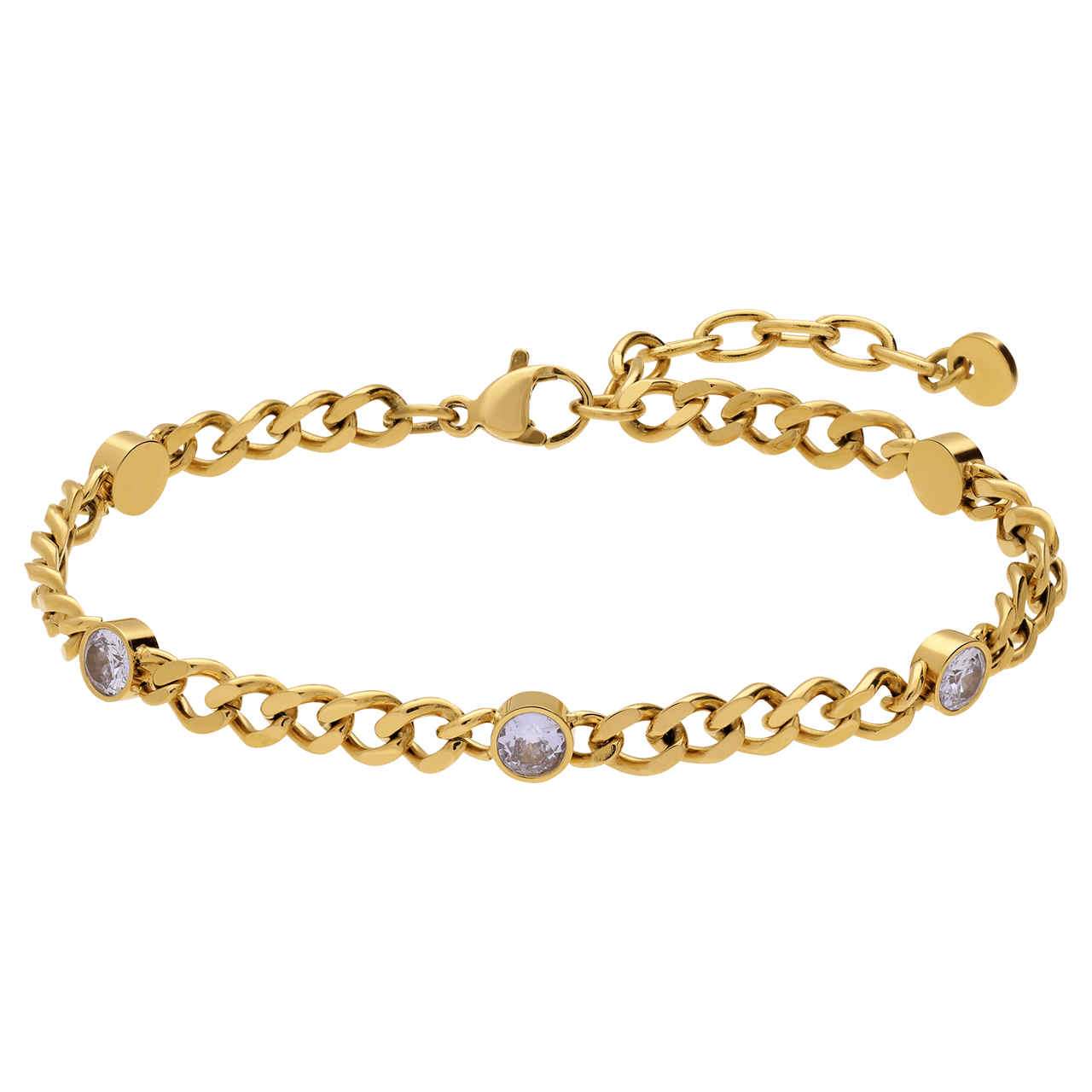 Stalen fantasiearmband met hanger rondje met zirkonia voor dames