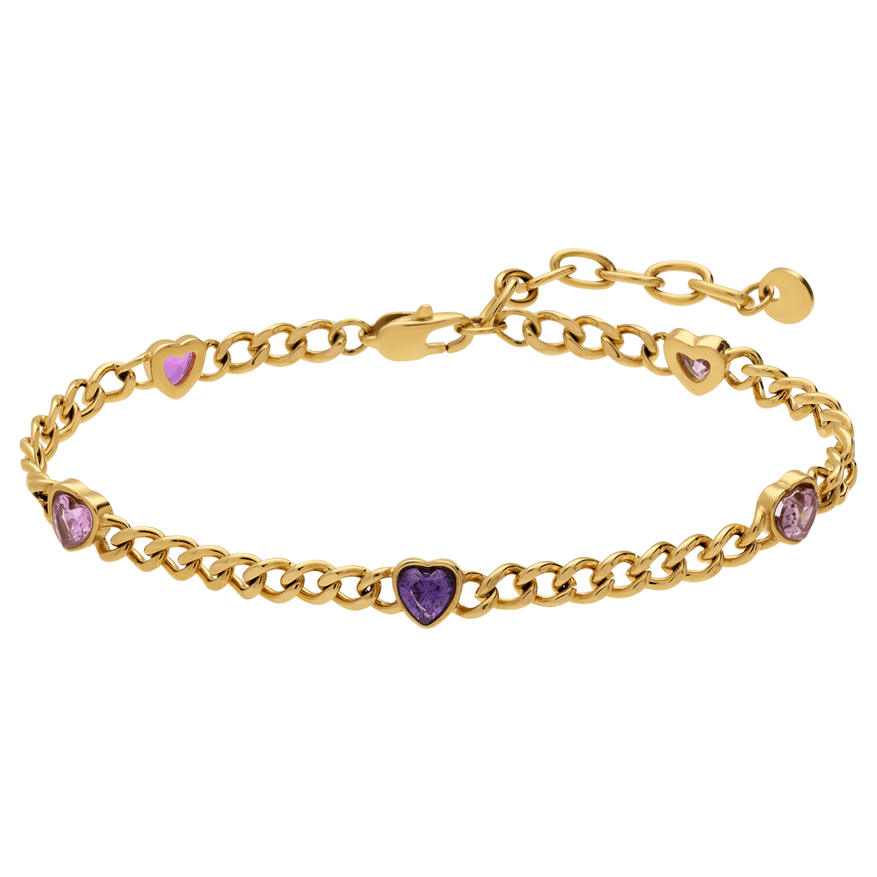 Stainless steel fantasiearmband hart met zirkonia voor dames