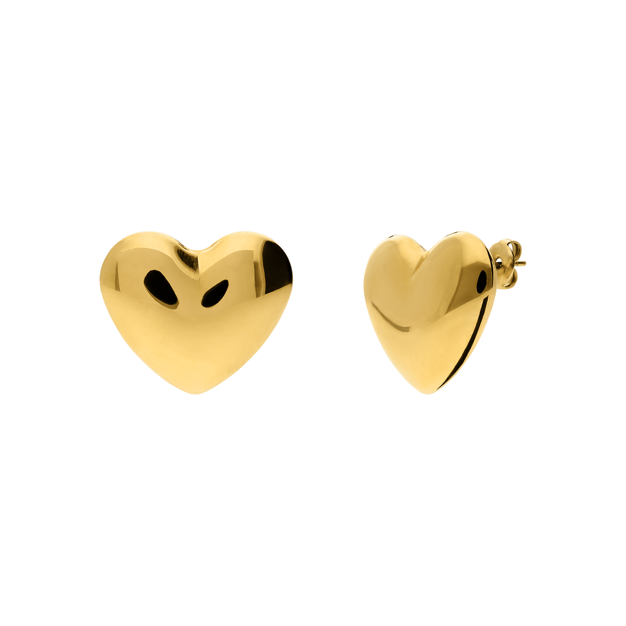 Stainless steel goldplated oorknoppen hart voor dames