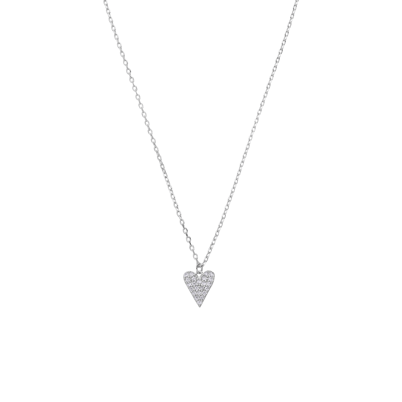 Zilveren ketting hanger hart met zirkonia voor dames