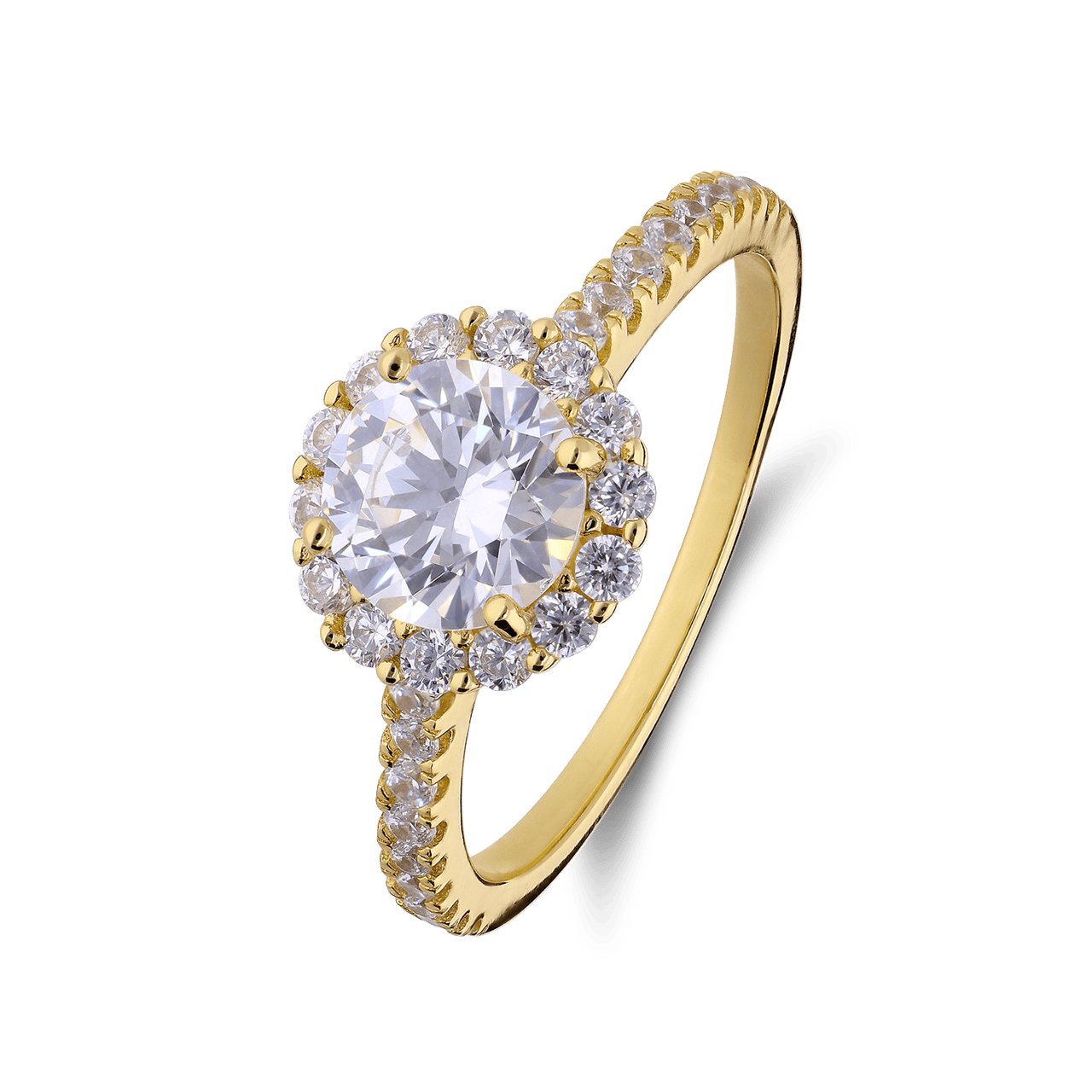 Silberner goldbeschichteter Ring mit Zirkonia für Damen