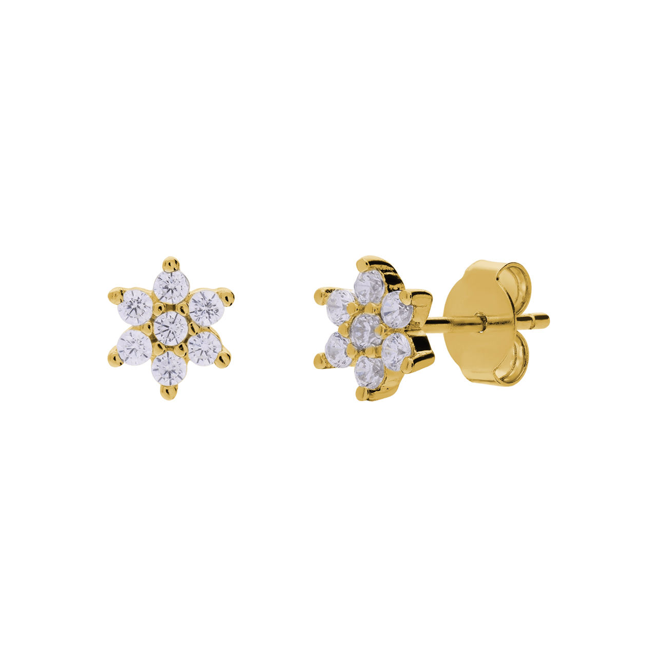 Zilveren goldplated oorknoppen met zirkonia voor dames